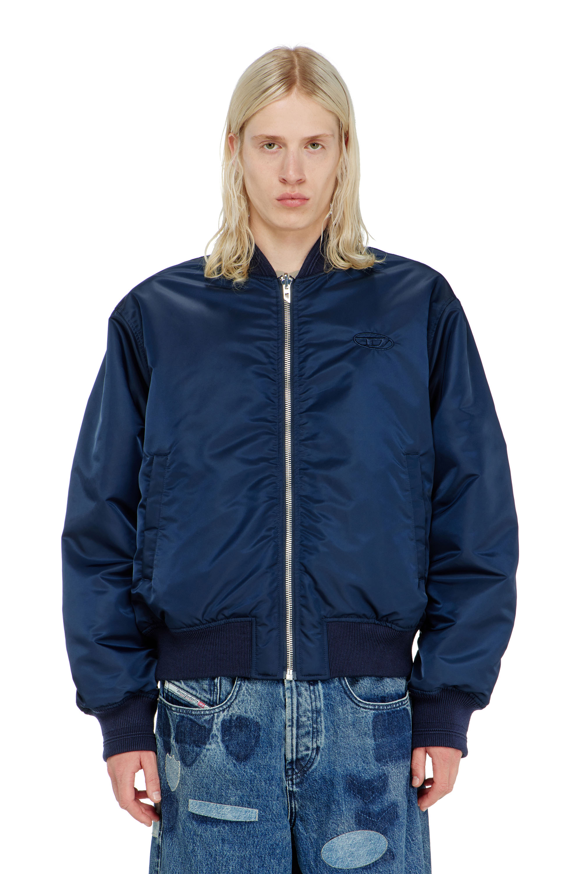 Diesel - W-TYPE-D1, Giacca bomber imbottita con ricamo Oval D Uomo in Blu - 5