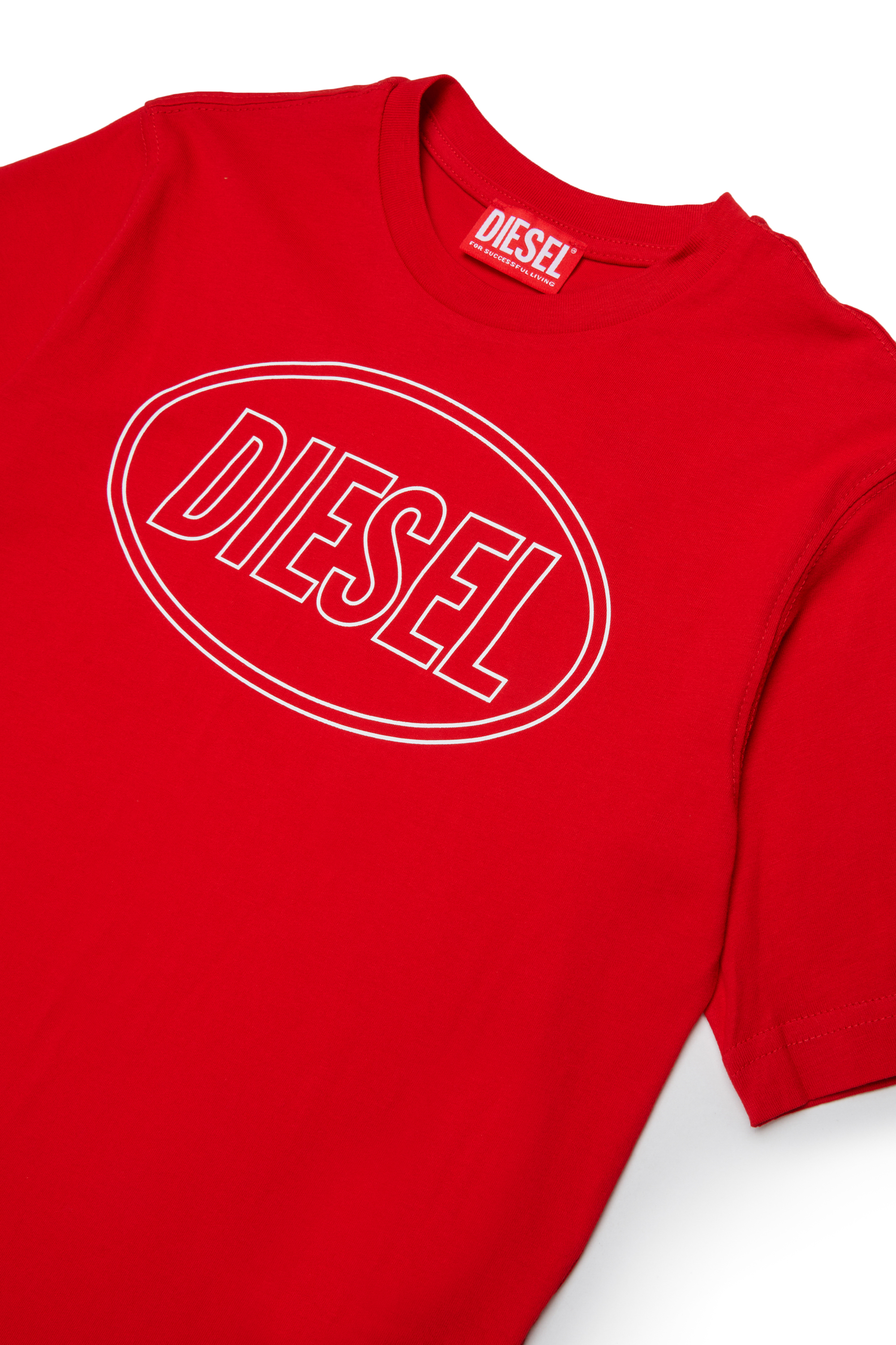 Diesel - TCIRCLE OVER, T-shirt in cotone con stampa Diesel Uomo in Rosso - 3