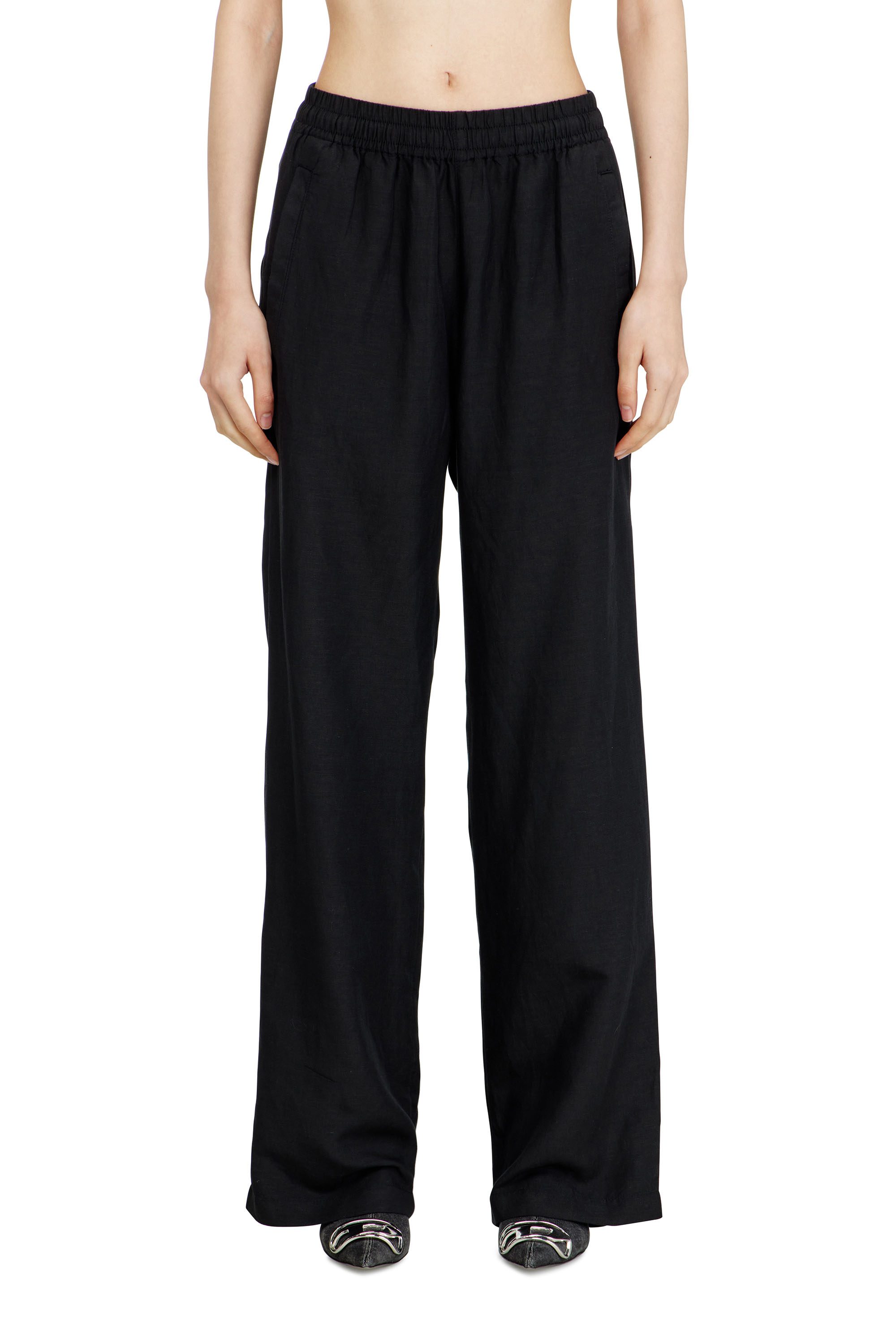 Diesel - P-THECK-PGBS, Pantaloni in misto lino Unisex in Nero - 5