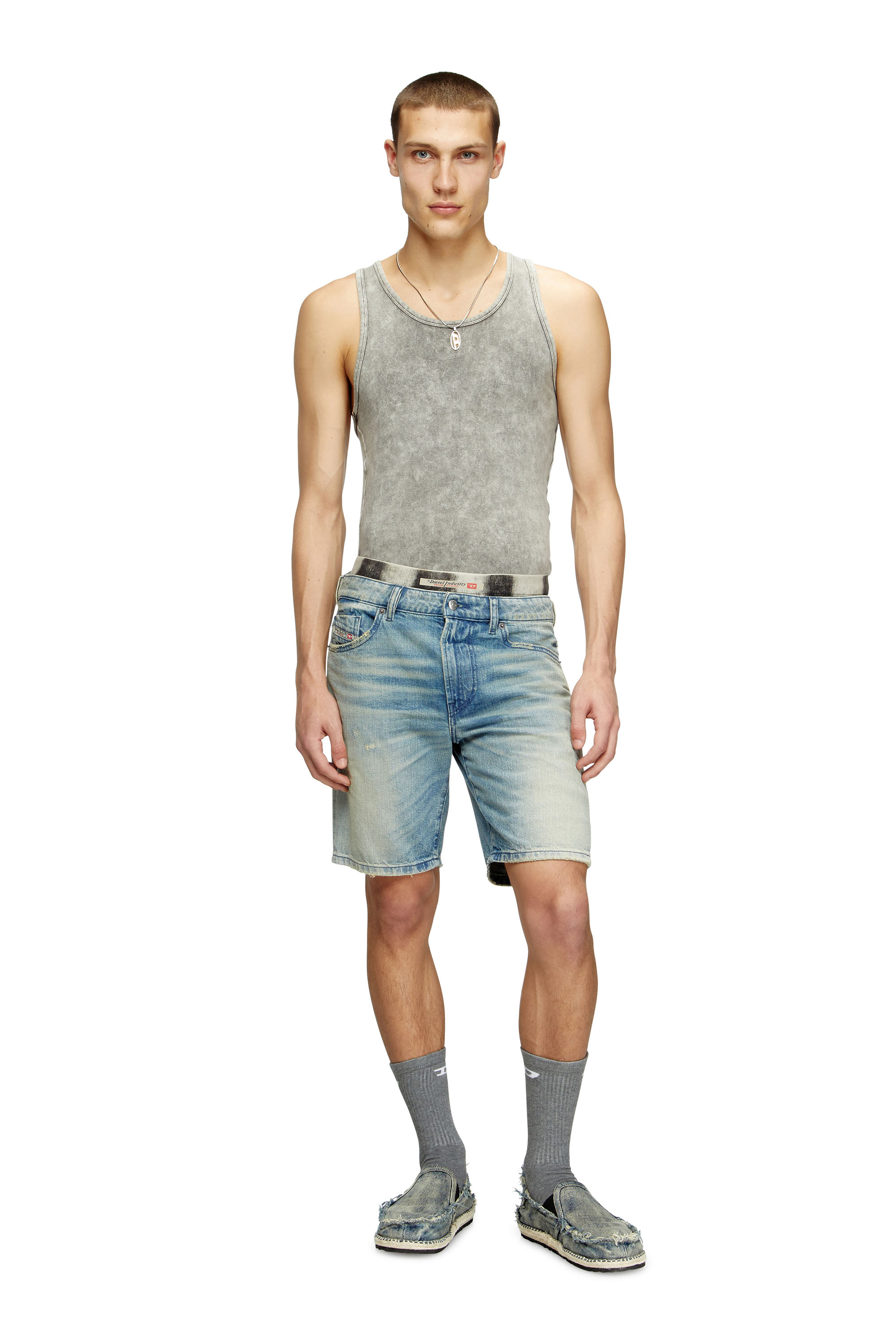 Diesel - D-FIN, Short in denim effetto vissuto Uomo in Blu - 1