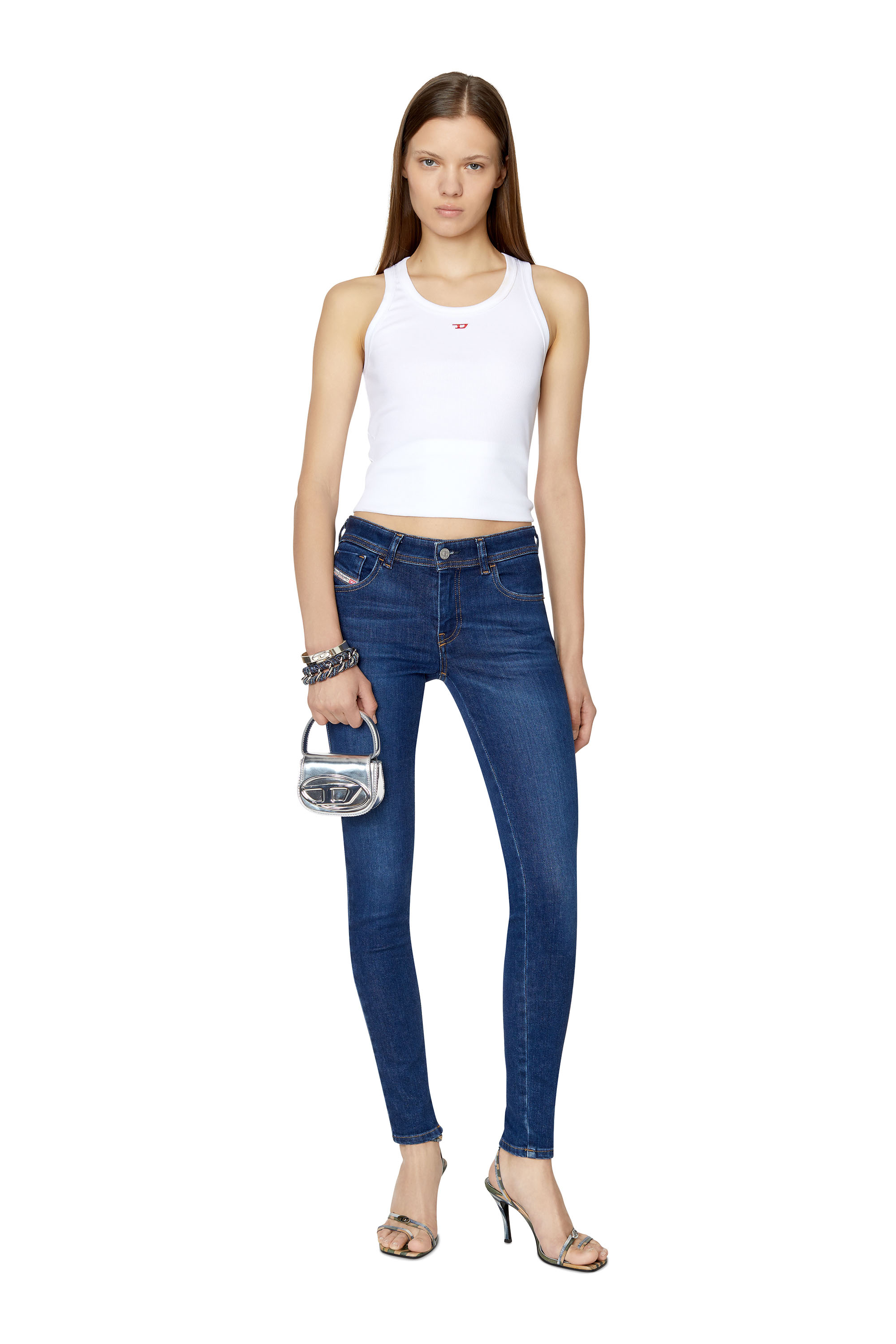 Diesel - Super skinny Jeans 2018 Slandy-Low 09C19, Blu Scuro - Image 2