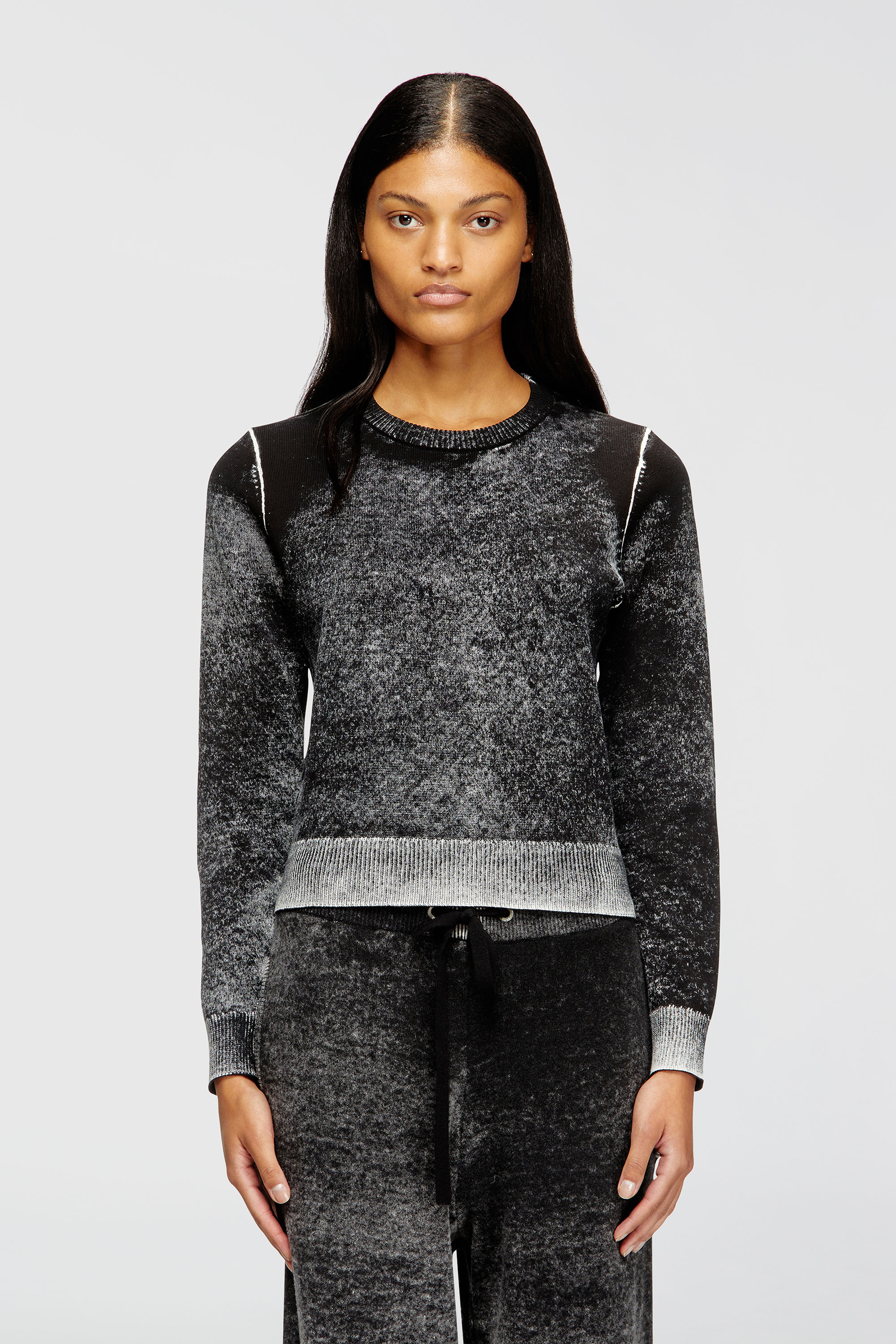 Diesel - M-LOVRE, Woman's Jumper with faded reverse print in Grey/Black - 1