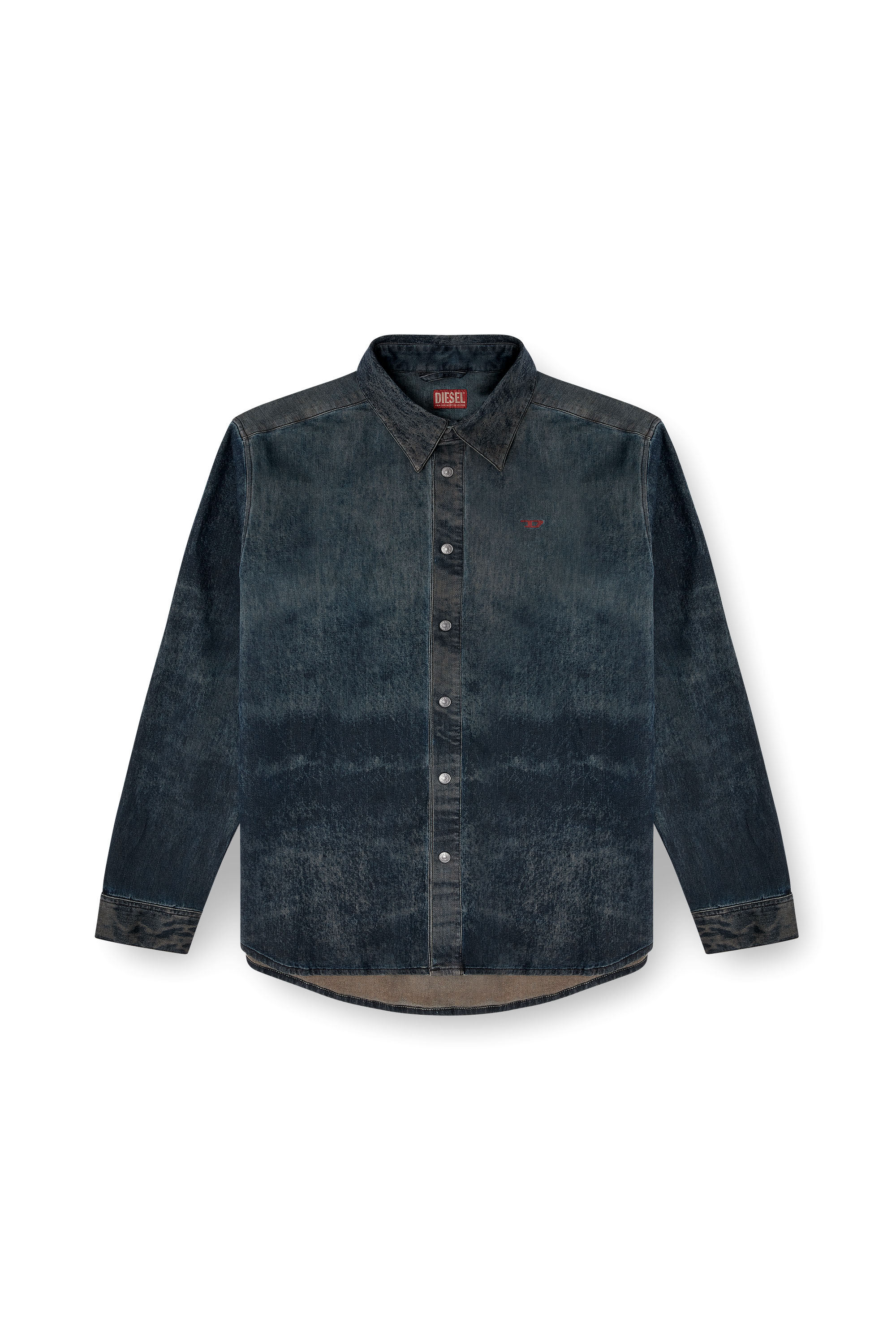Diesel - S-SIMPLY-EPBS, Camicia in misto cotone con logo Uomo in Nero - 2