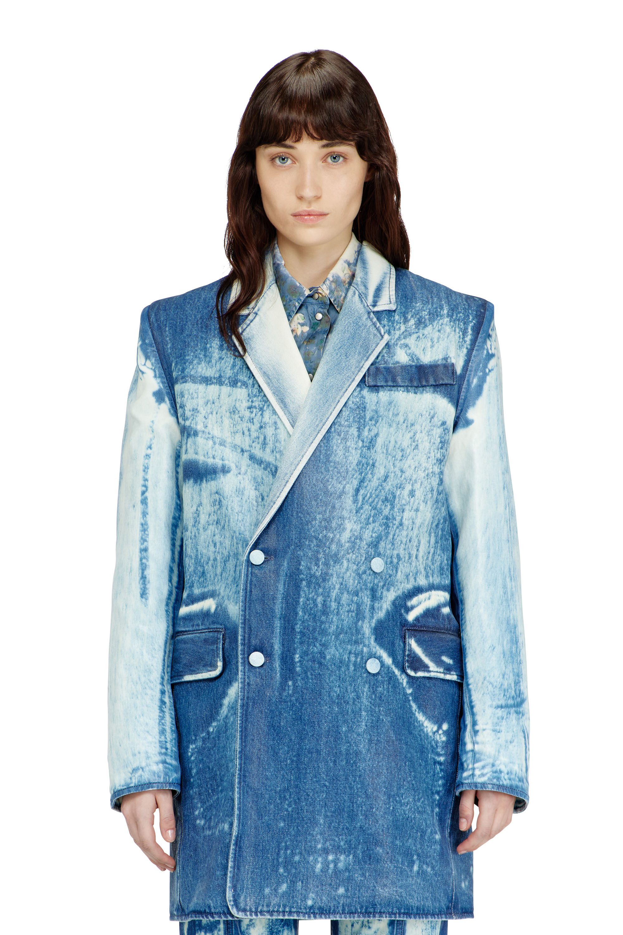 Diesel - DE-LUMEA-FSI1, Blazer in denim effetto X-Ray Donna in Blu - 1
