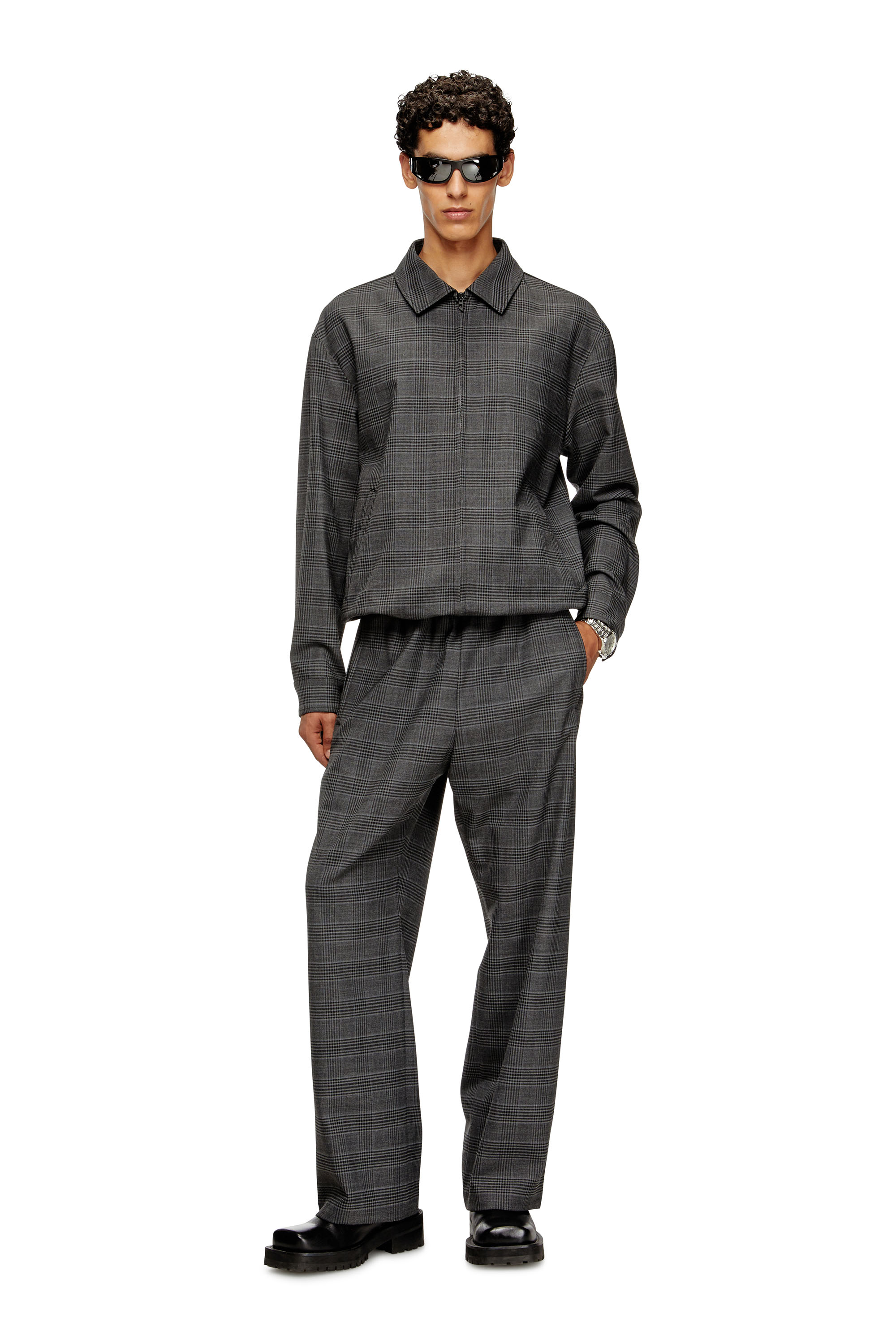Diesel - J-TING, Giacca sportiva in misto lana e raso con tessuto Principe di Galles Uomo in Multicolor - 2