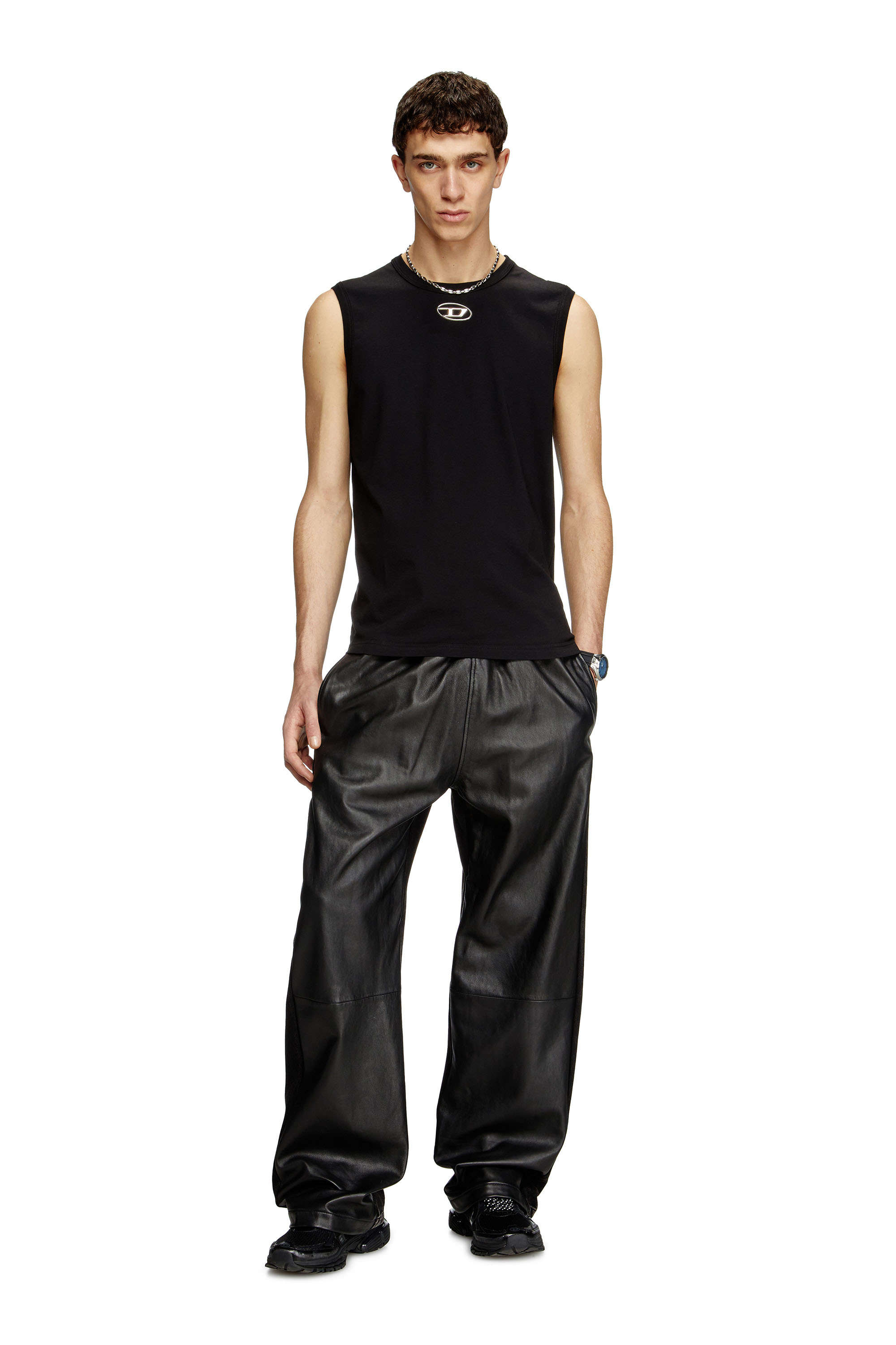 Diesel - T-BISCO-OD, Tank top con Oval D metallizzato Uomo in Nero - 1