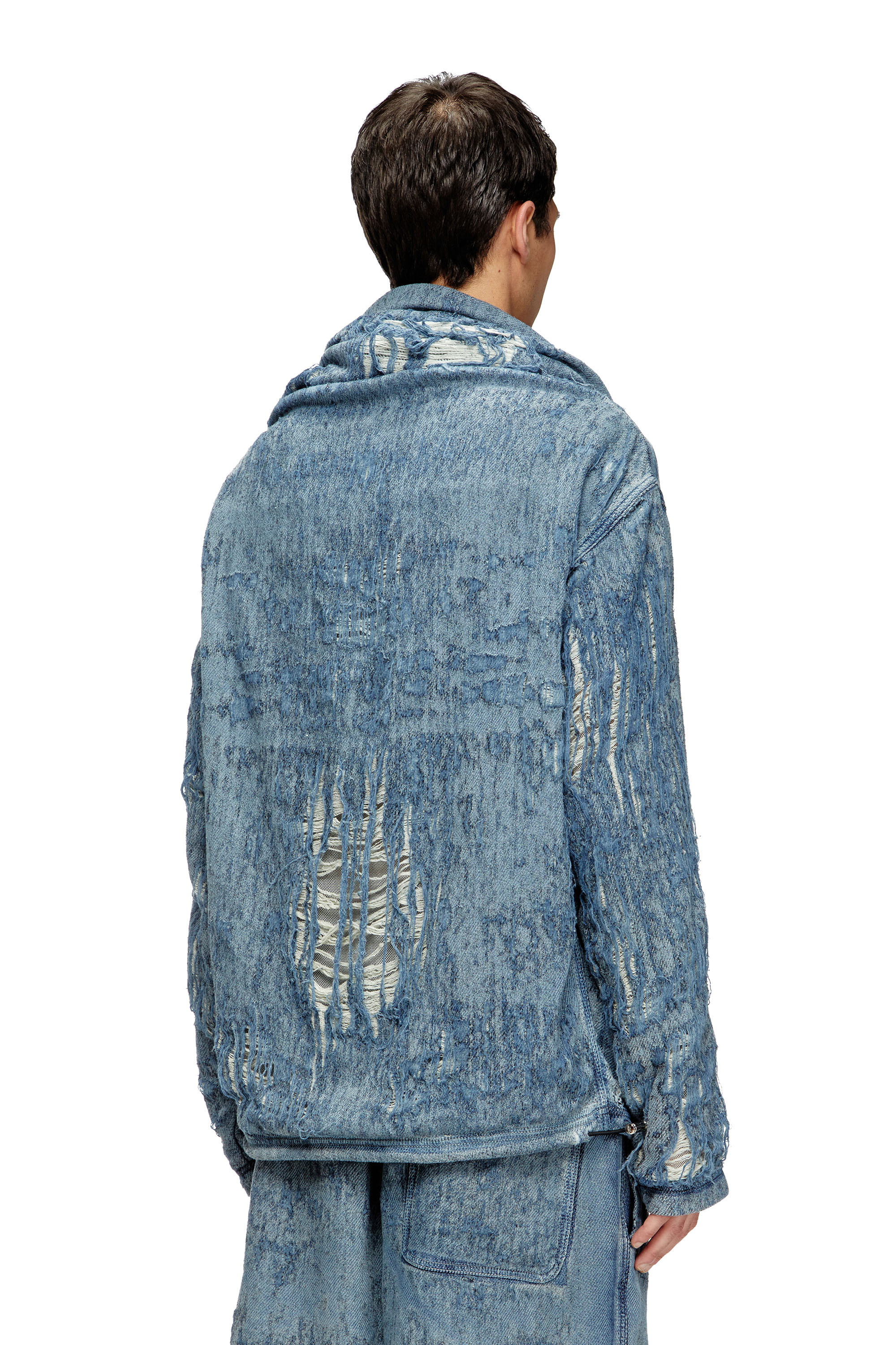 Diesel - D-UMBRIX-FSG, Maglia in denim jaquard ultra destroyed Uomo in Blu - 4