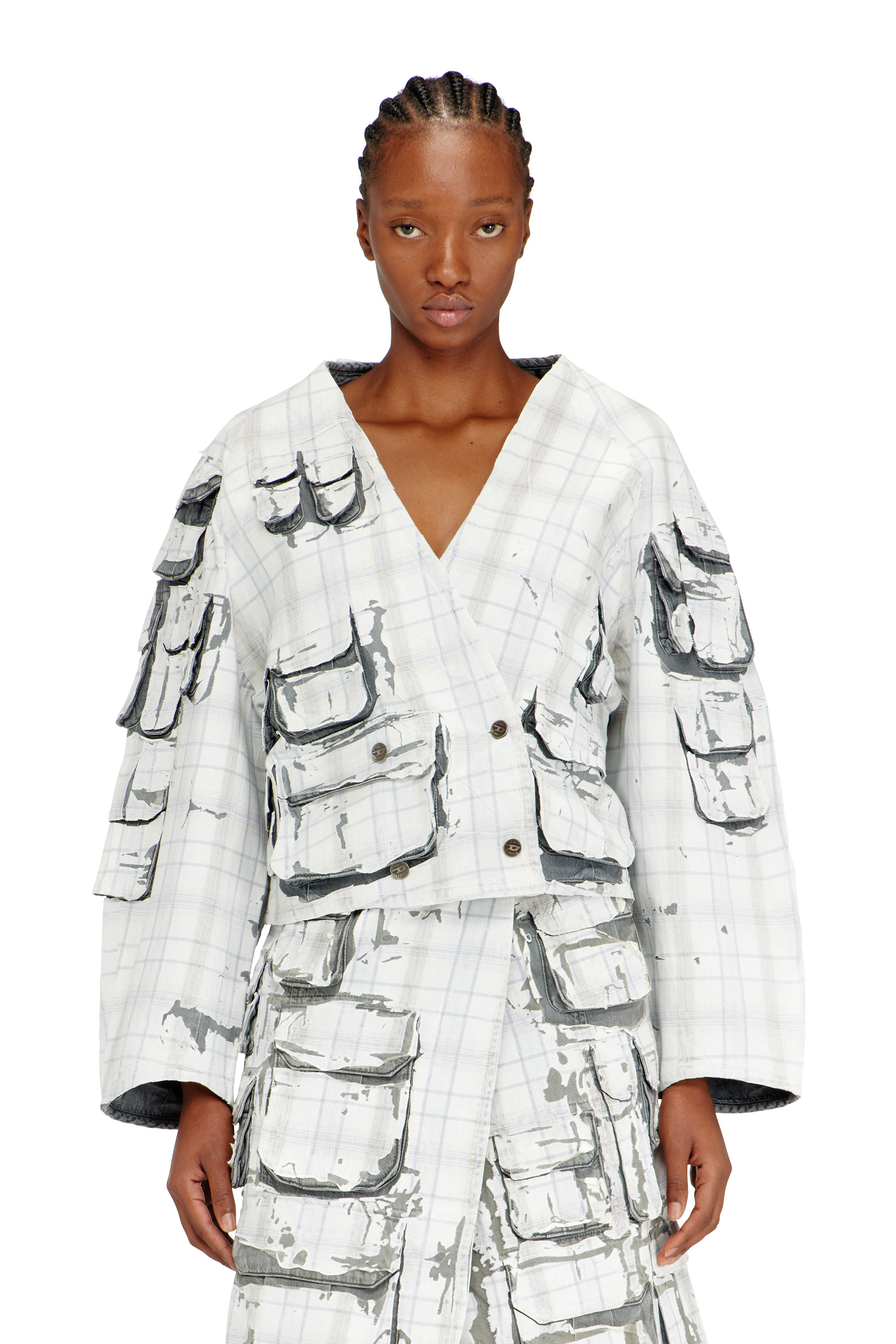 Diesel - DE-TALBAR-FSI, Woman's Denim cardi jacket with peel-off effect in null - 1