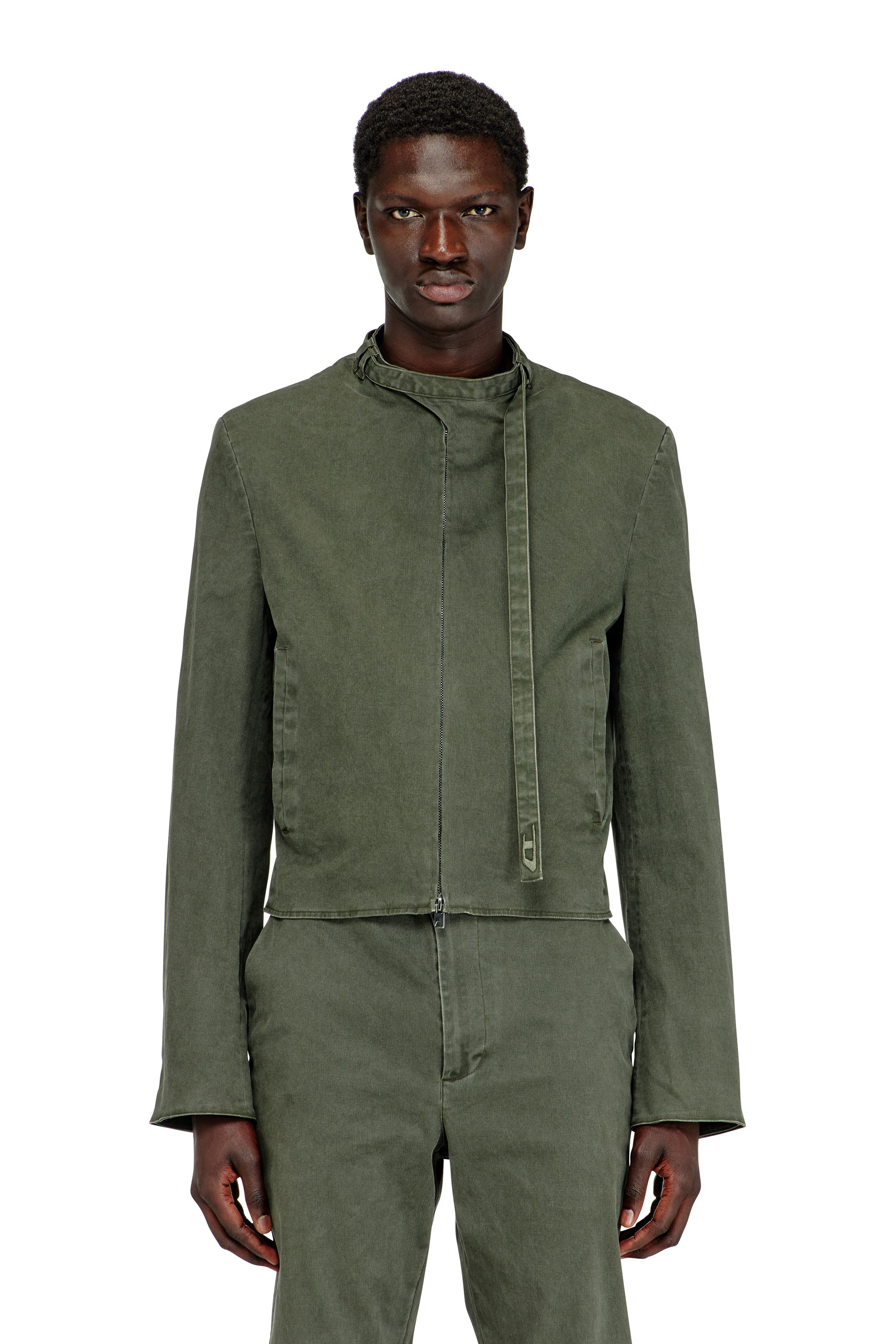 Diesel - J-NURIEL-CO, Giacca in twill di cotone coated con dettagli biker Uomo in Verde - 3