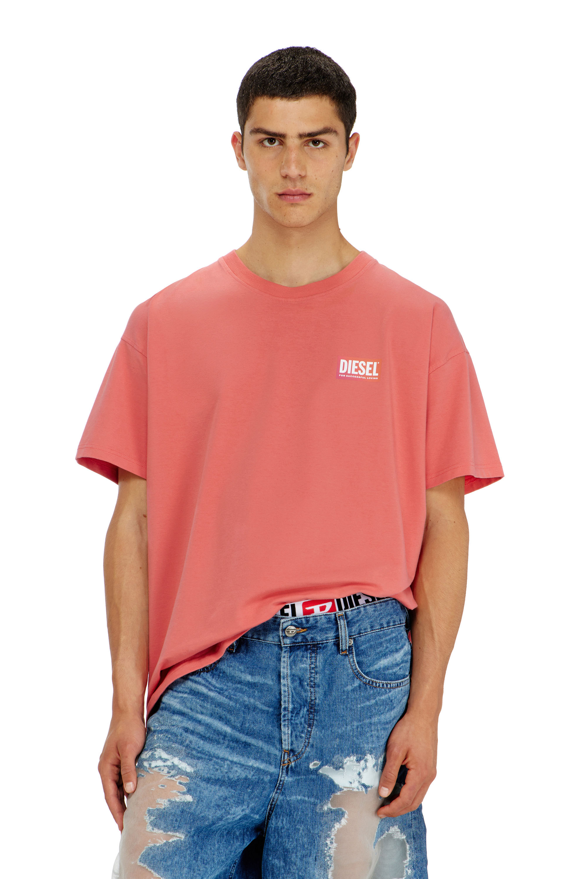Diesel - PR-T-NORM-CHITIND-R, T-shirt con logo posteriore trasparente Unisex in Rosso - 1