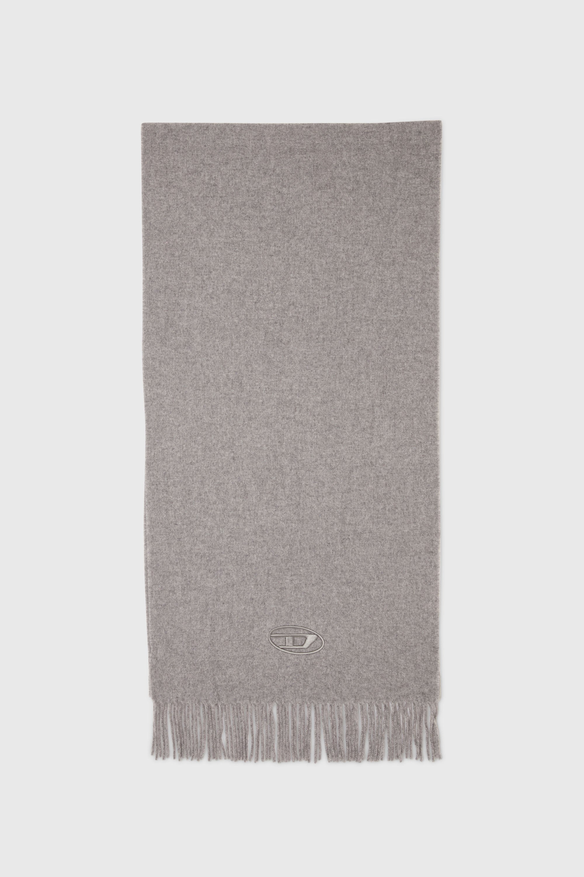 Diesel - S-IMON-D-LONG, Sciarpa in misto lana con bordi frangiati Unisex in Grigio - 1