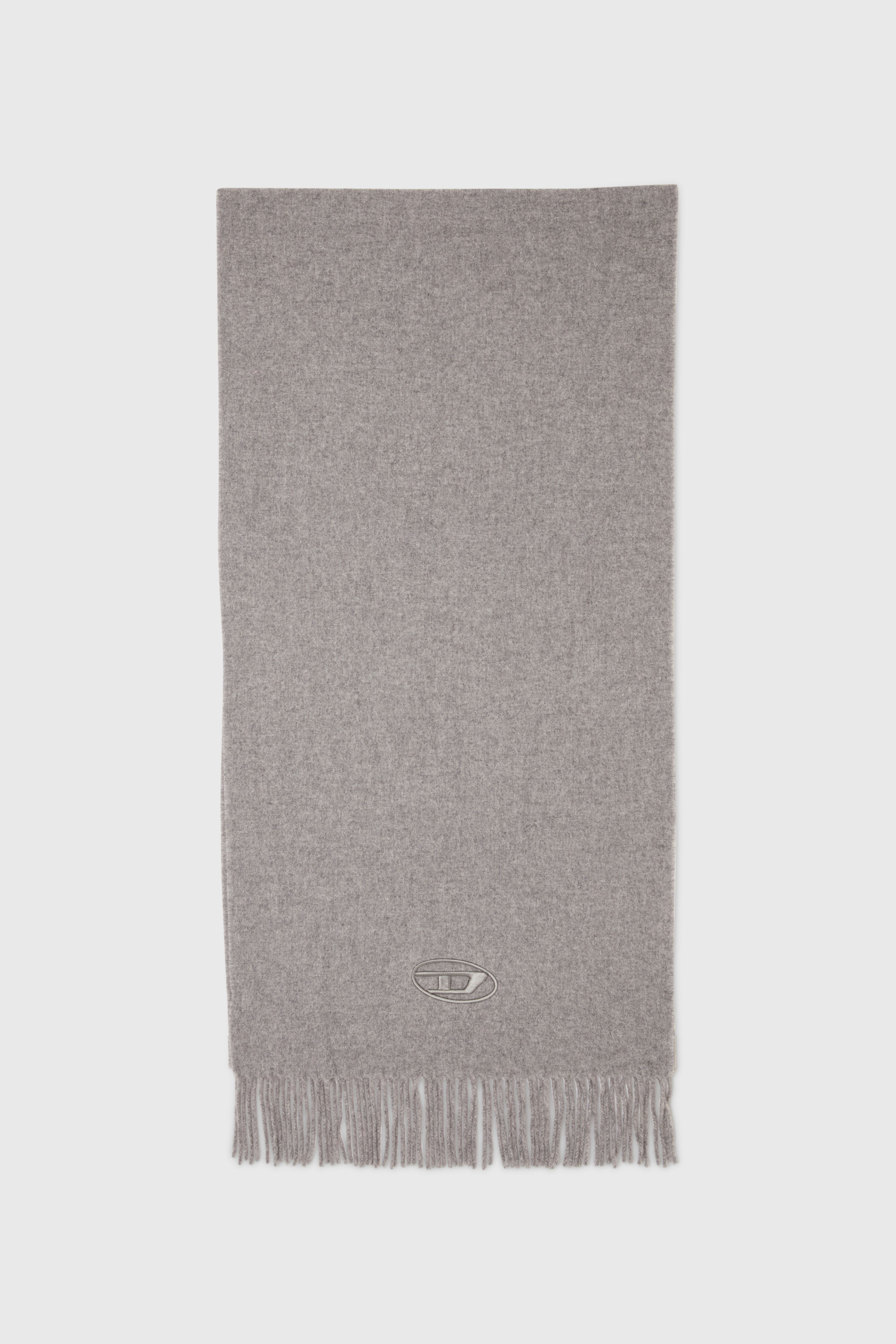 Diesel - S-IMON-D-LONG, Sciarpa in misto lana con bordi frangiati Unisex in Grigio - 1