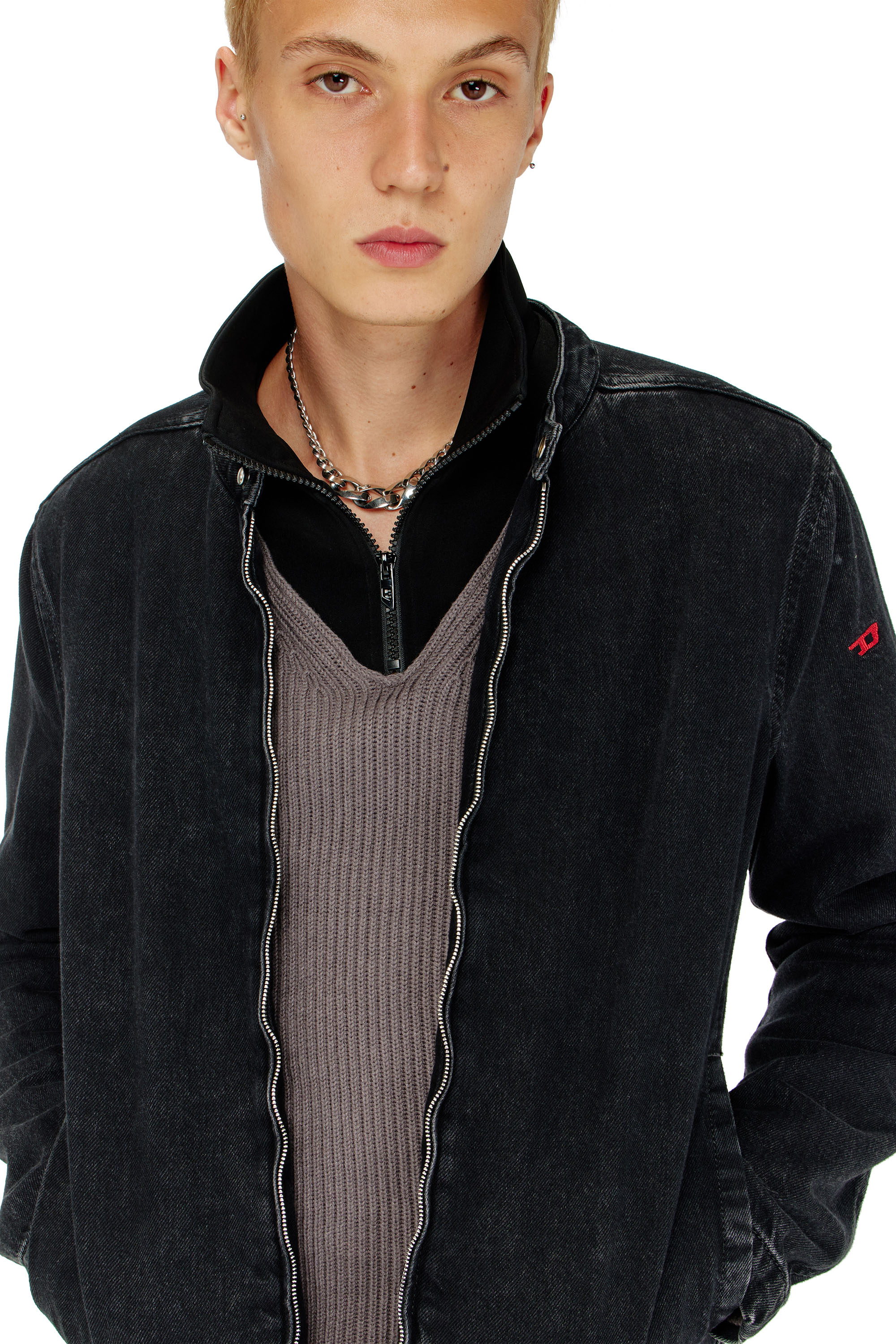 Diesel - D-GLORY, Giacca da motociclista in denim lavaggio clean Uomo in Nero - 5