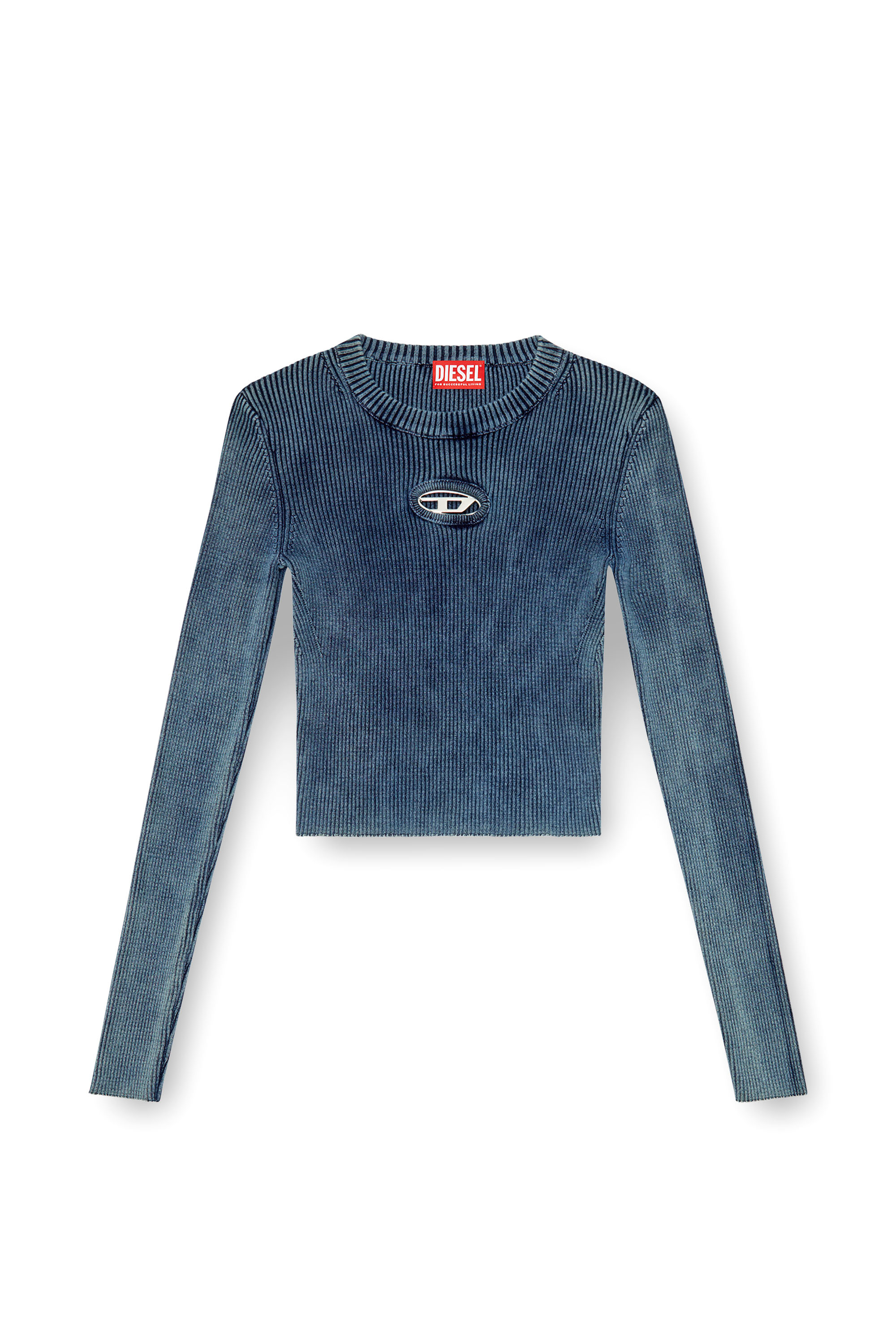 Diesel - M-ANCHOR-A, Donna Top a coste con Oval D in Blu - Image 3