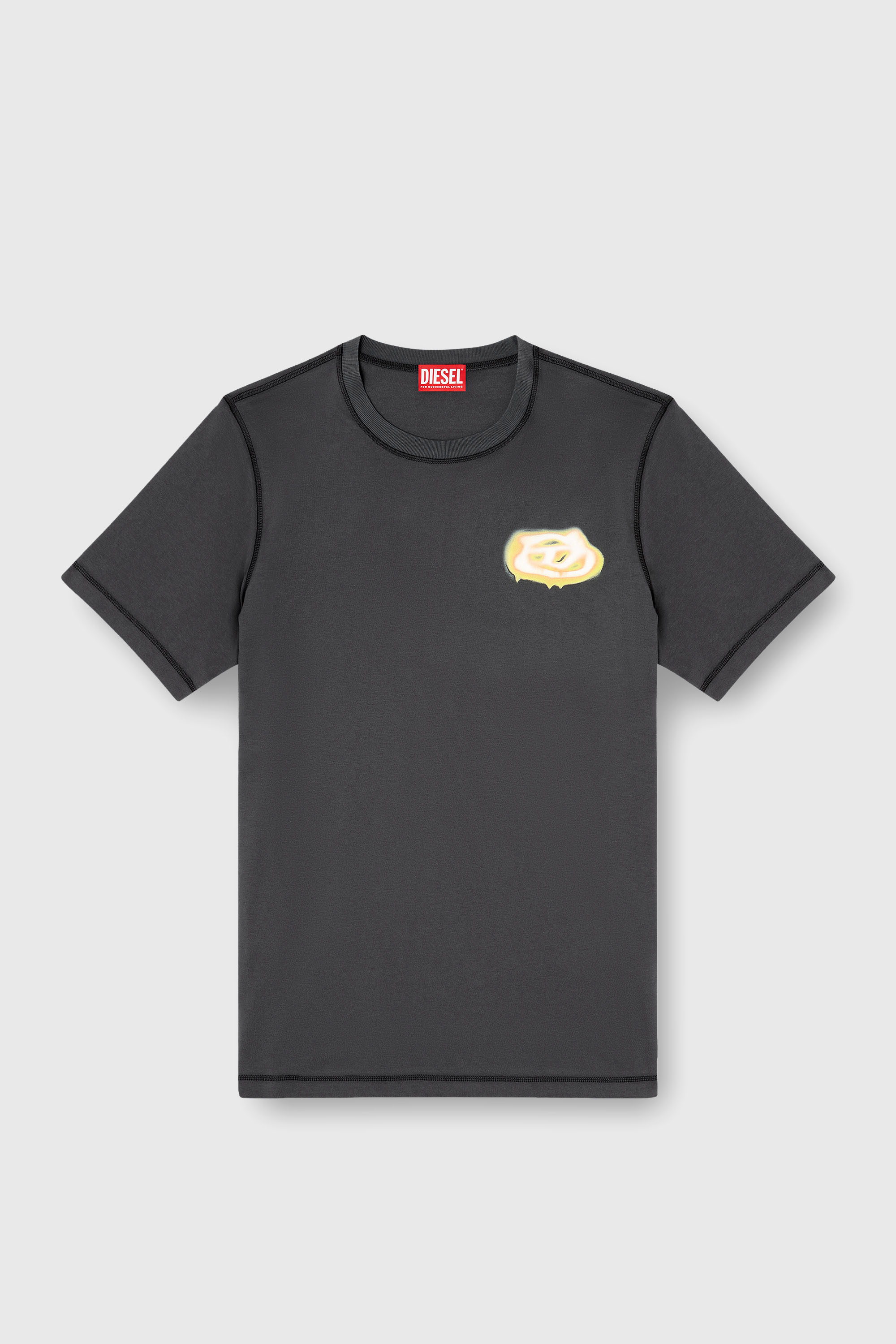 Diesel - T-ADJUST-V7, T-shirt con logo Oval D Uomo in Grigio - 2