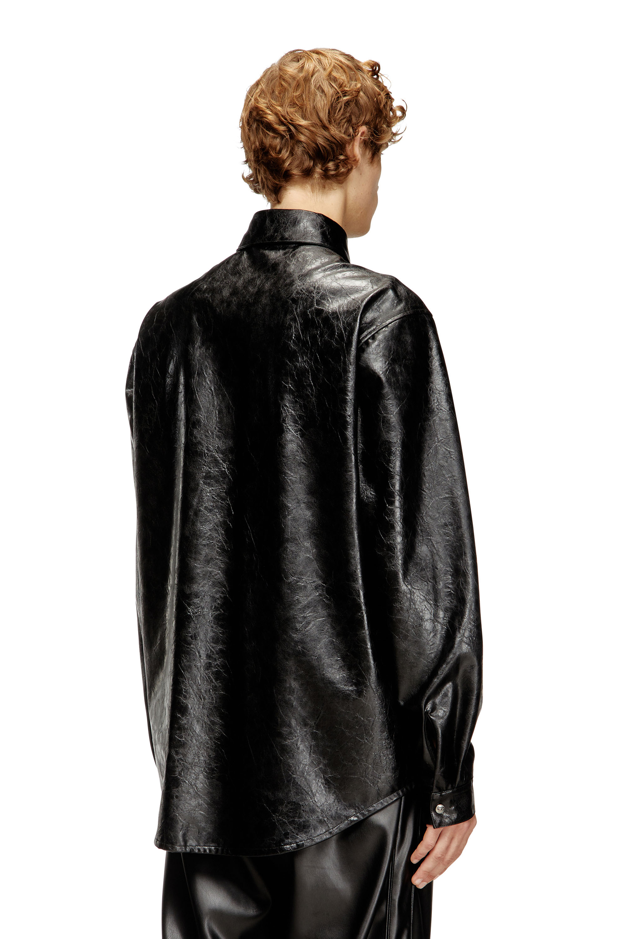 Diesel - S-SIMPLY-QMBU, Textured shirt with branded buttons Uomo in Nero - 4