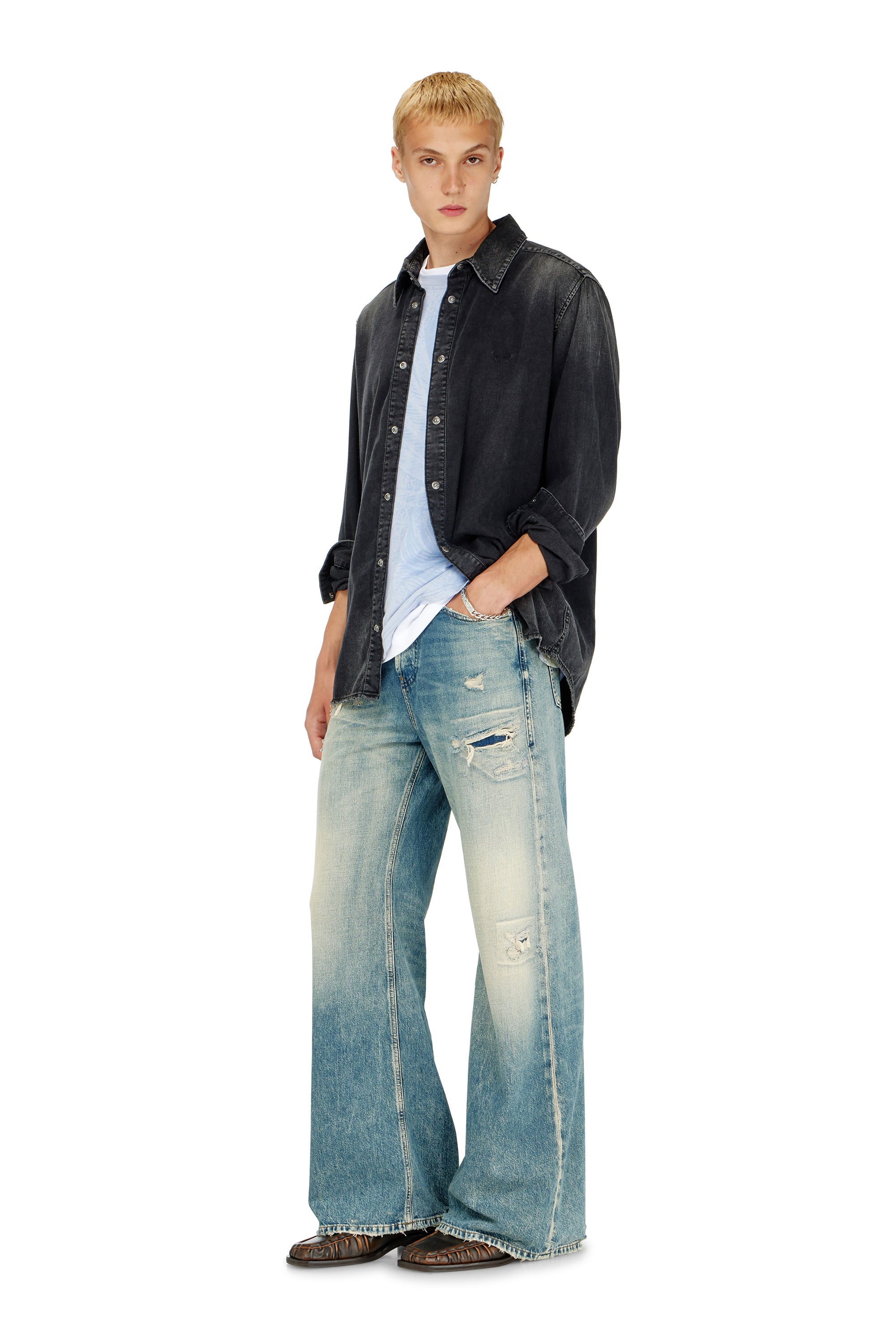 Diesel - D-SIMPLY, Camicia in denim a maniche lunghe Uomo in Nero - 1