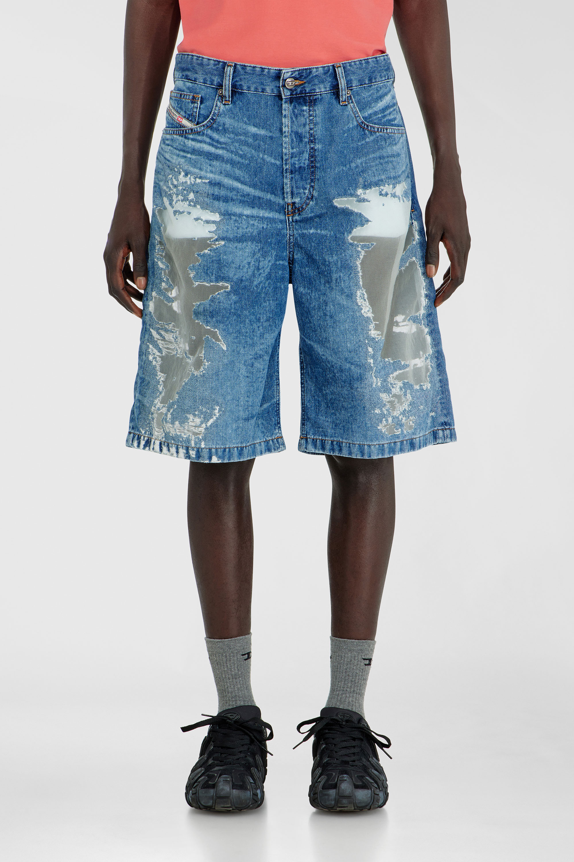 Diesel - PR-DE-SIRE-SHORT, Pantaloni corti in denim devor&eacute; Unisex in Blu - 1