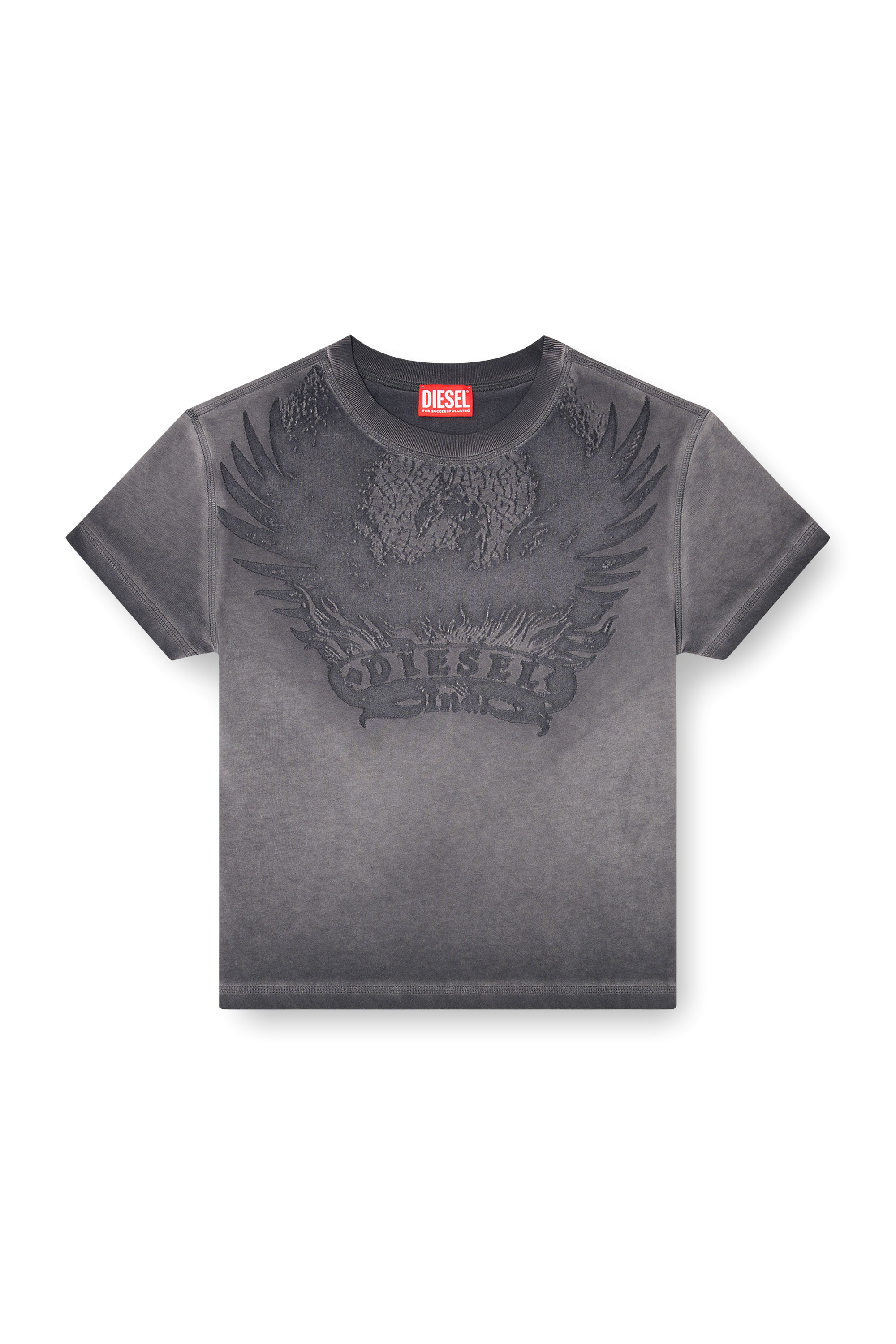 Diesel - T-ILA-AA7, T-shirt slim con d&eacute;vor&eacute; Phoenix Donna in Grigio - 3
