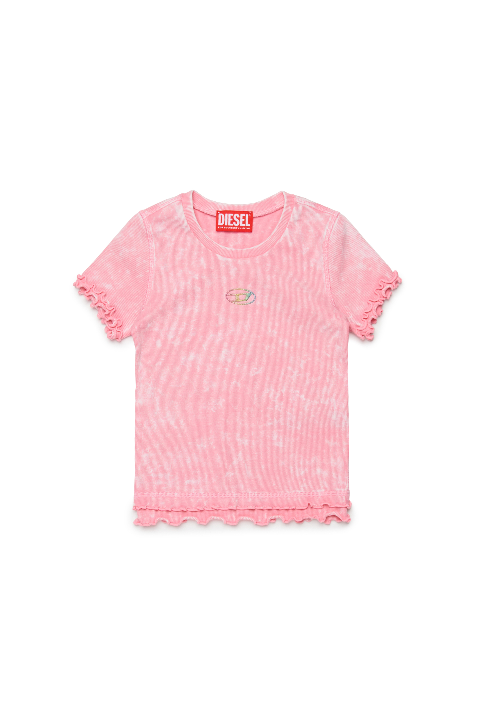 Diesel - TAILIA, T-shirt a costine con volant Donna in Rosa - 1