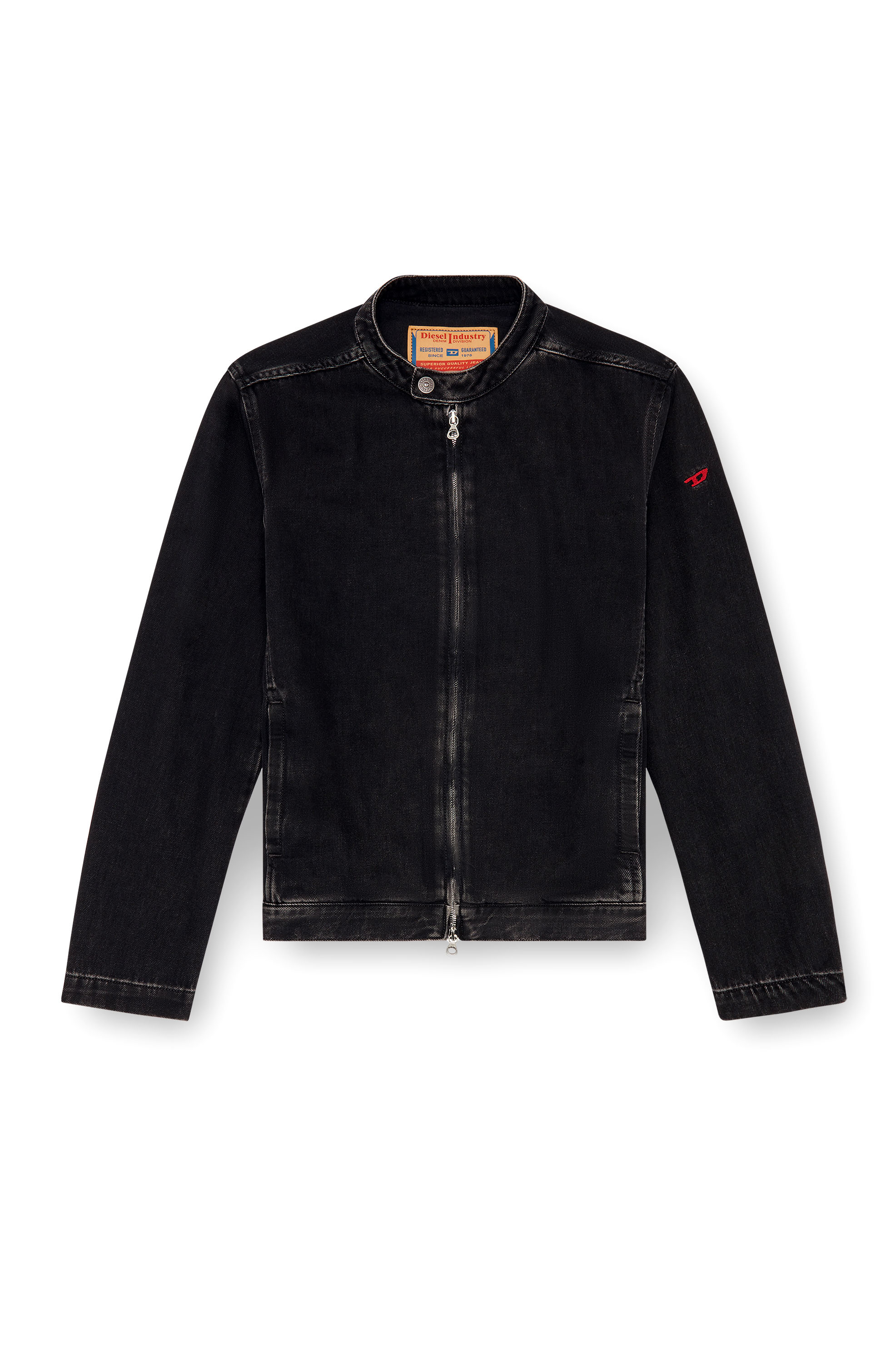 Diesel - D-GLORY, Moto jacket in denim lavaggio clean Uomo in Nero - 3