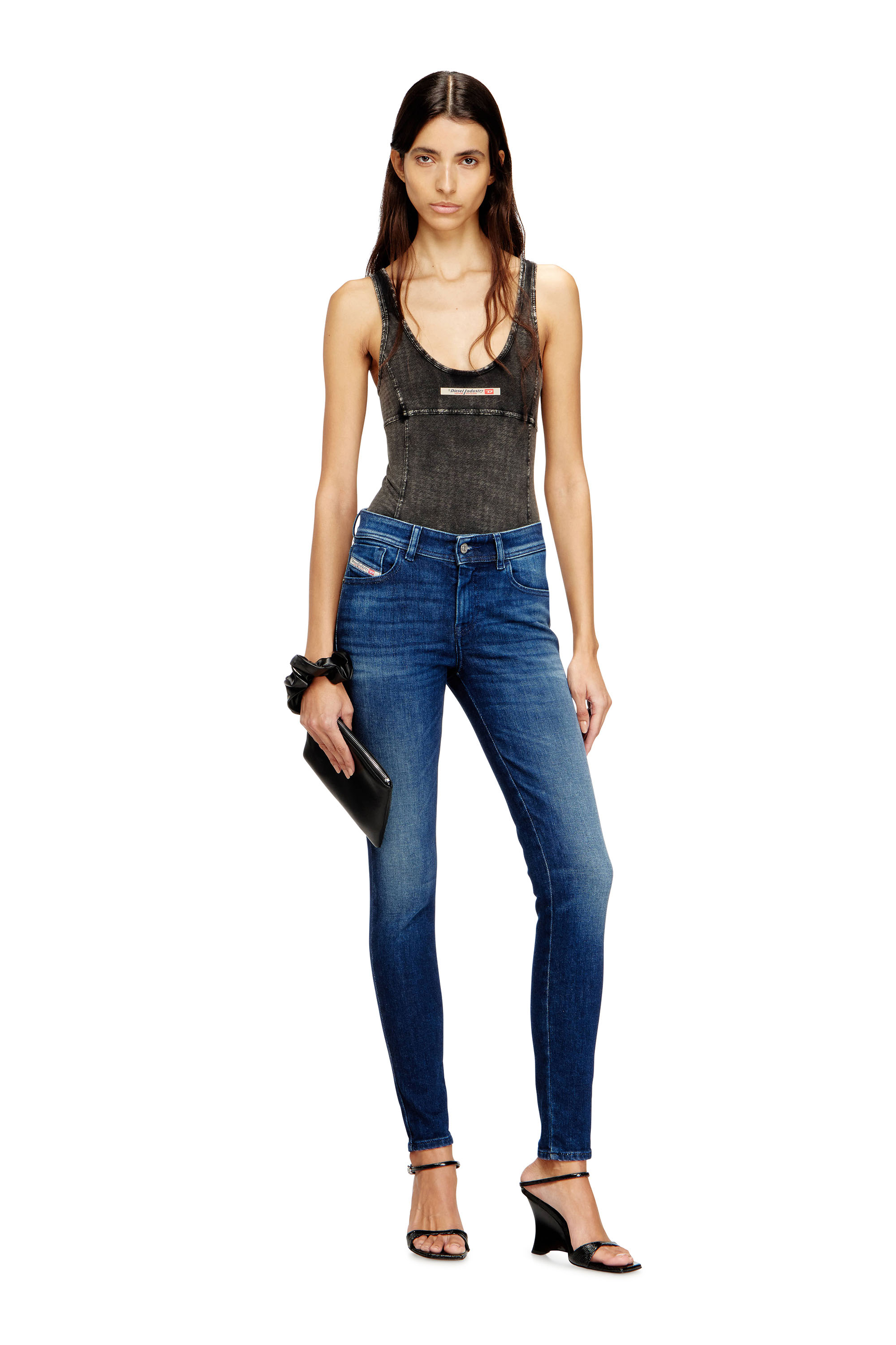 Diesel - Skinny Jeans 2017 Slandy 09N12 Donna, Blu Scuro - Image 2