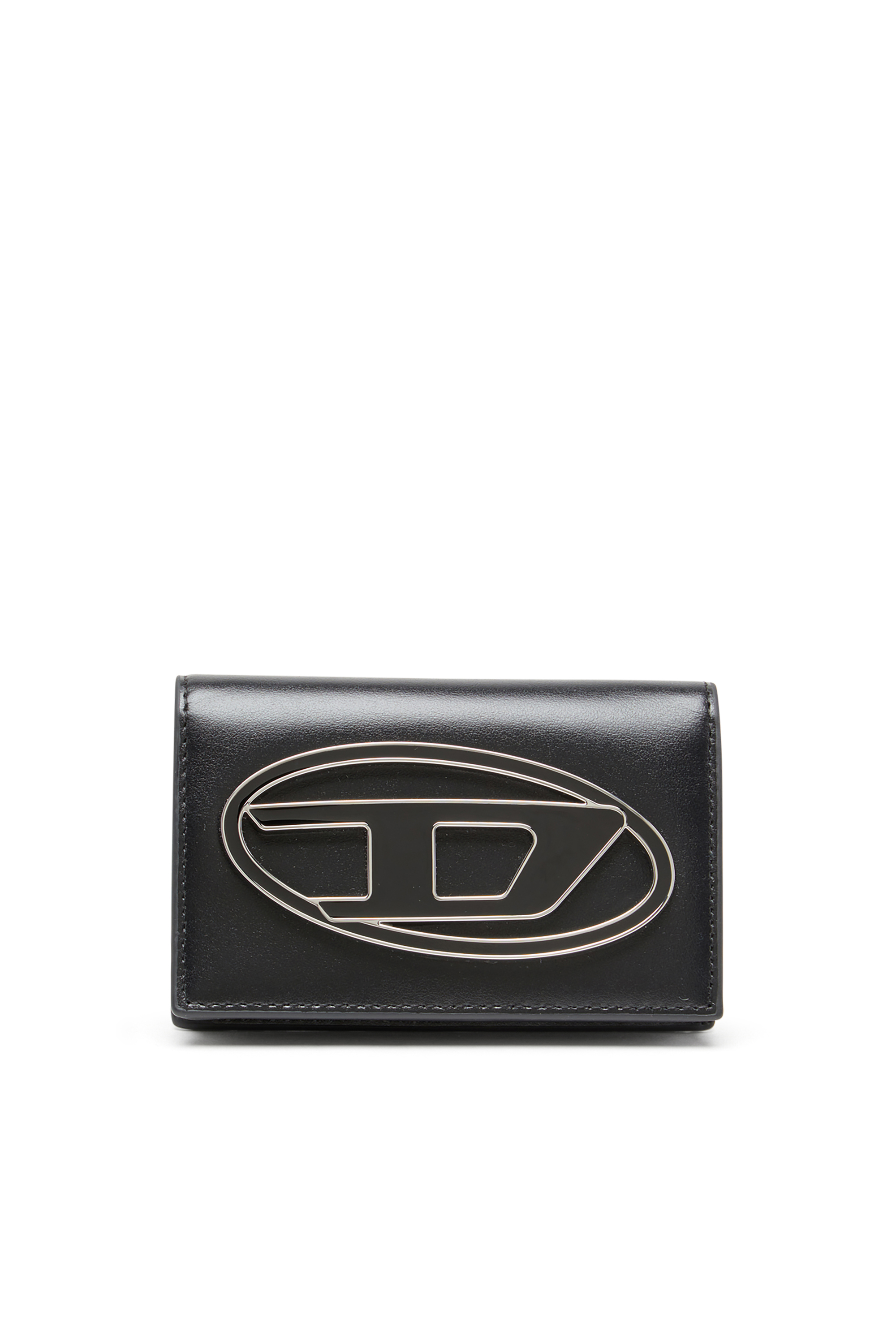 Diesel - 1DR CARD HOLDER IV, Portacarte in pelle con Oval D smaltato Donna in Nero - 1