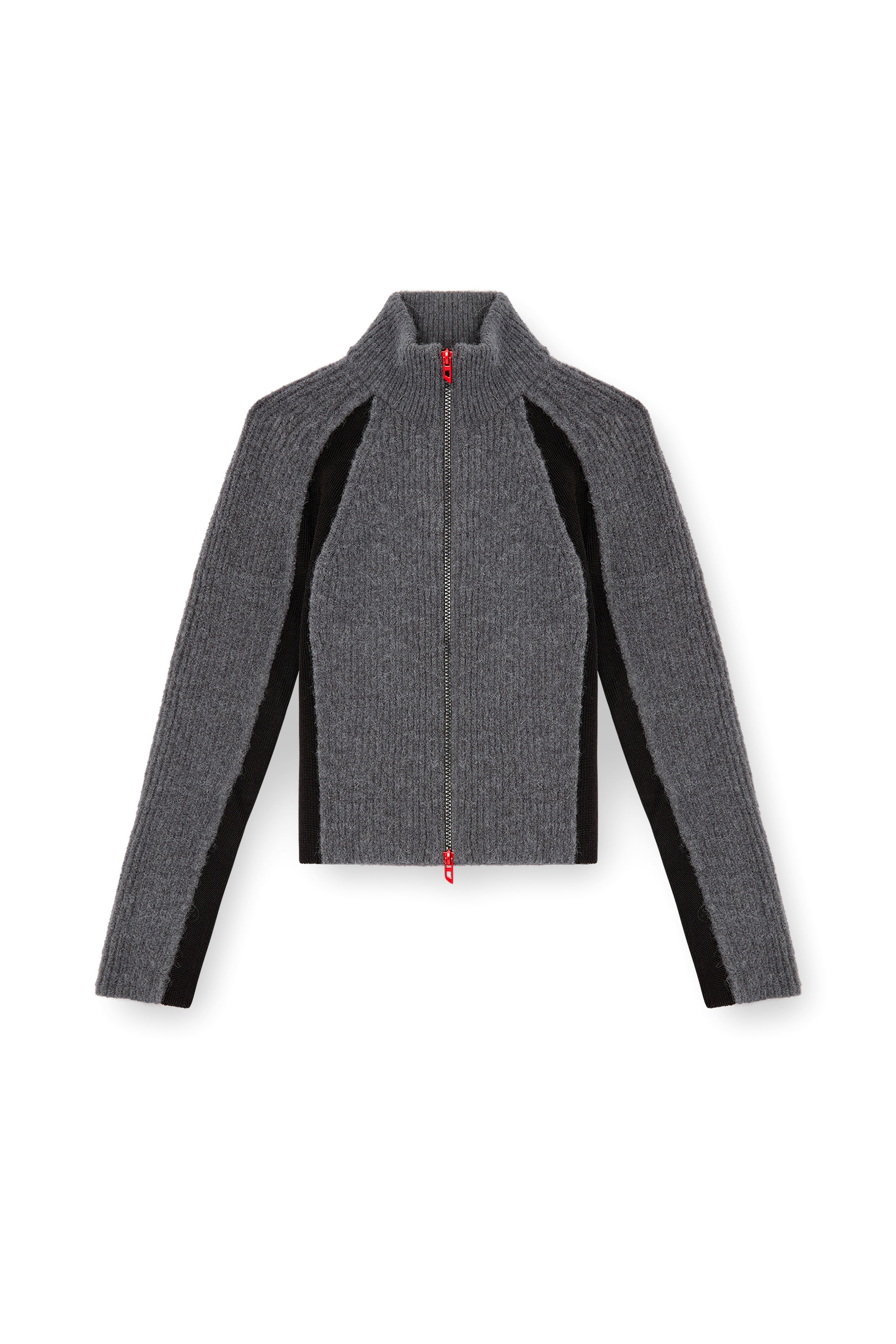 Diesel - M-LOUISE, Cardigan misto alpaca con inserti a contrasto Donna in Grigio - 3