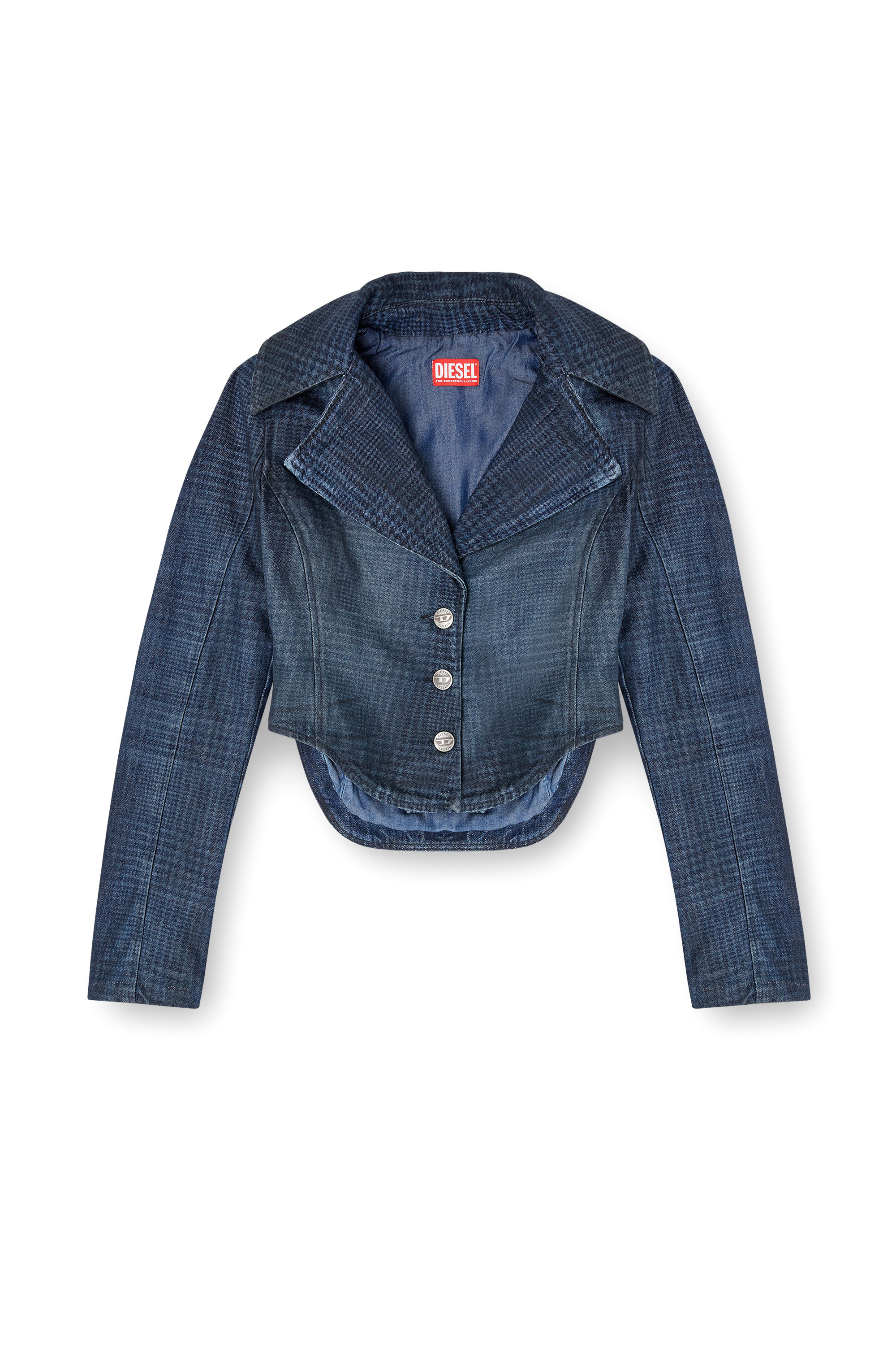 Diesel - DE-ALI-S, Giacca cropped in denim Principe di Galles Donna in Blu - 3
