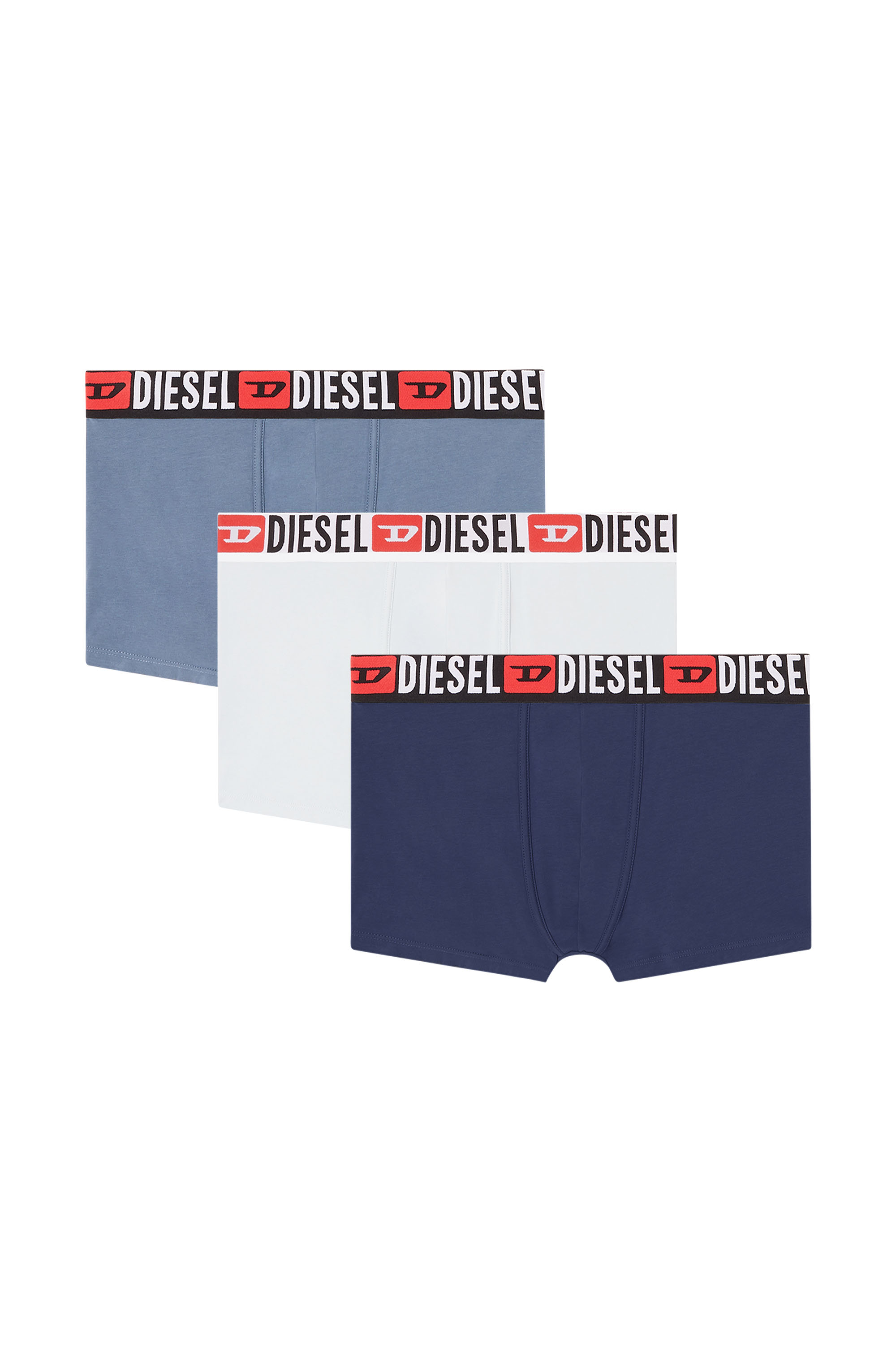 Diesel - UMBX-DAMIENTHREEPACK, Set di tre boxer con elastico in vita con logo all-over Uomo in Bianco - 1