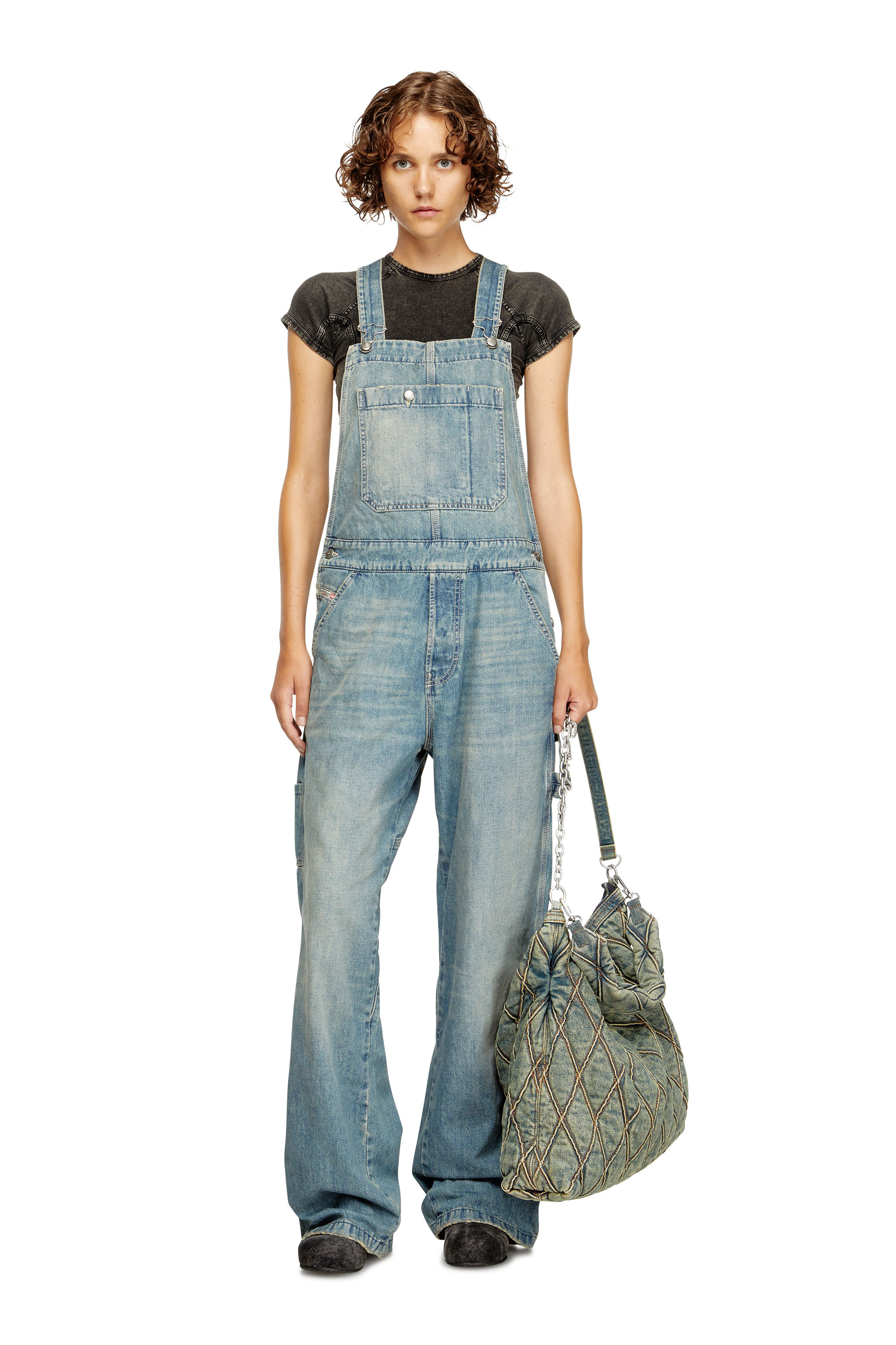 Diesel - D-FRAMU-U, Salopette in denim utility Unisex in Blu - 1