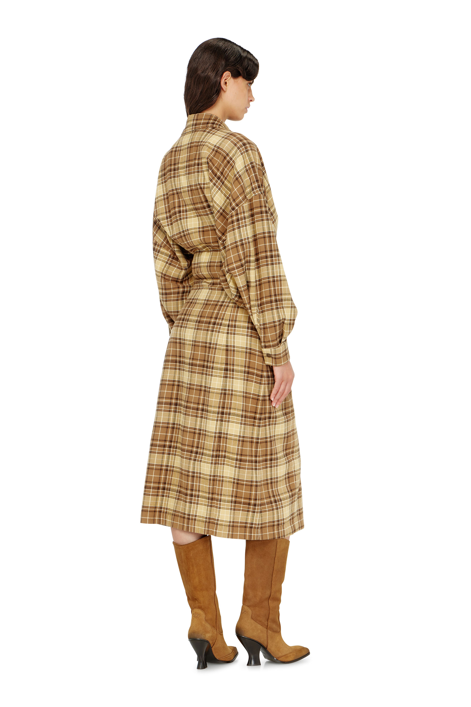 Diesel - D-EDALUS, Abito midi in flanella a quadri con cintura wide Donna in ToBeDefined - 4