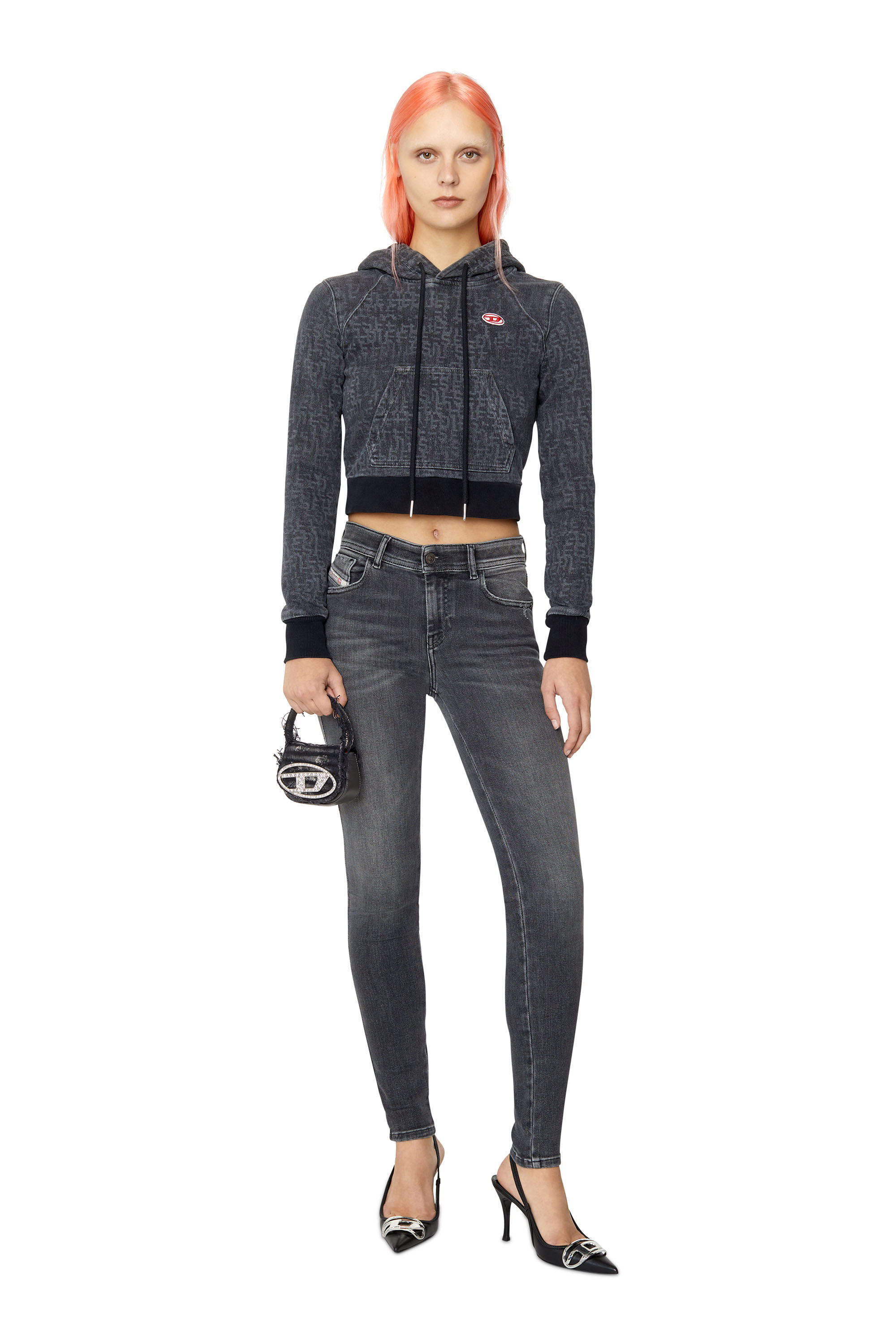 Diesel - 1DR XS, 1DR XS - Iconica mini borsa in tela con cristalli Donna in Nero - 1