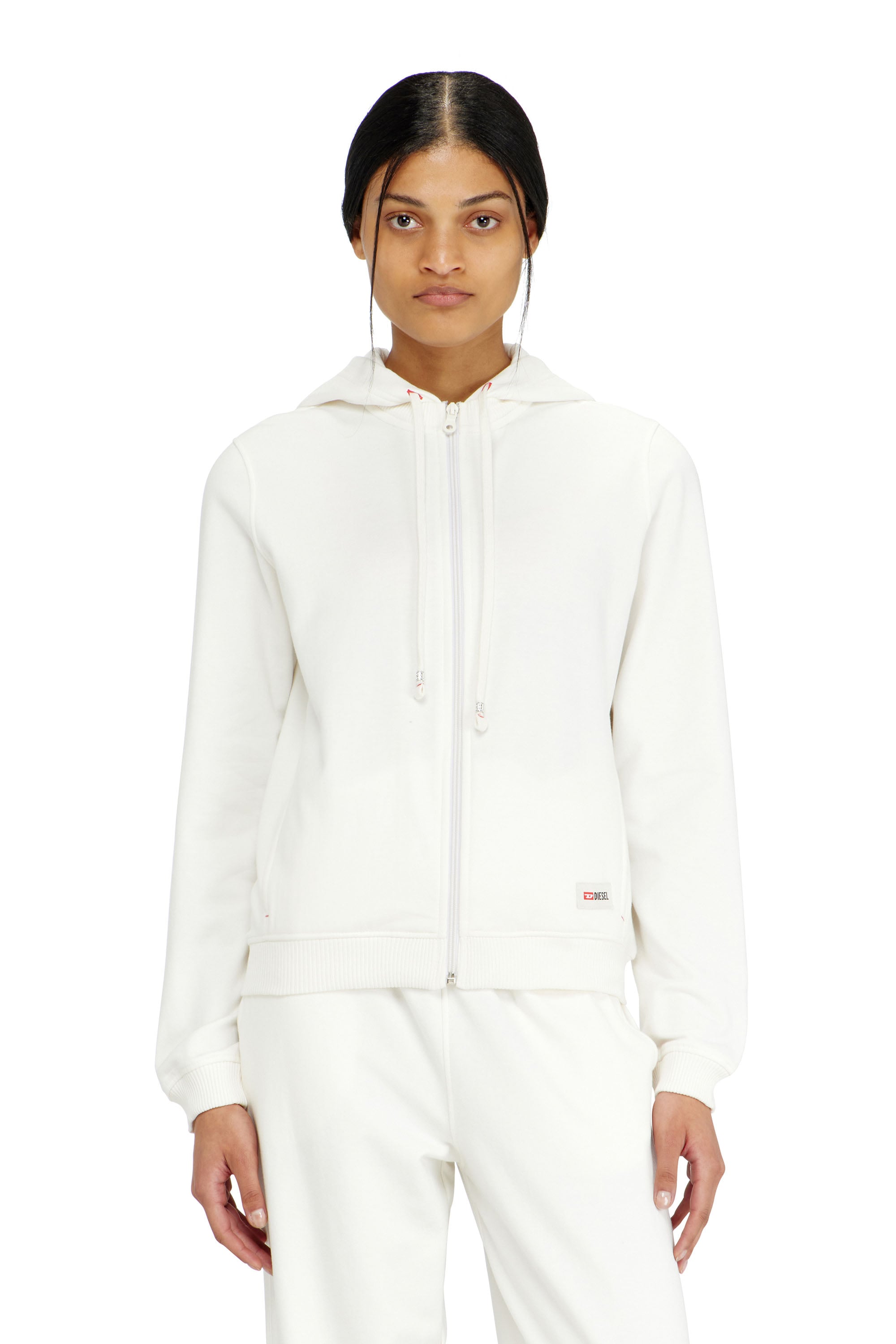 Diesel - HARRIET-D-CORE, Felpa con cappuccio in misto cotone smerigliato Donna in Bianco - 1