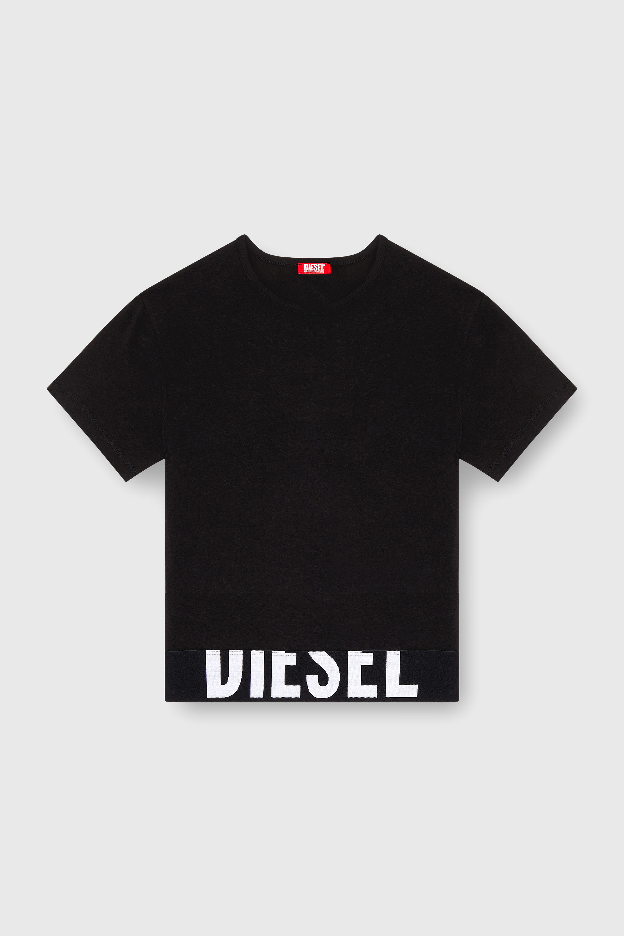 Diesel - UFTEE-SPORT-CROPPED-T-SHIRT, Crop top sportivo con fascia logo Donna in Nero - 2