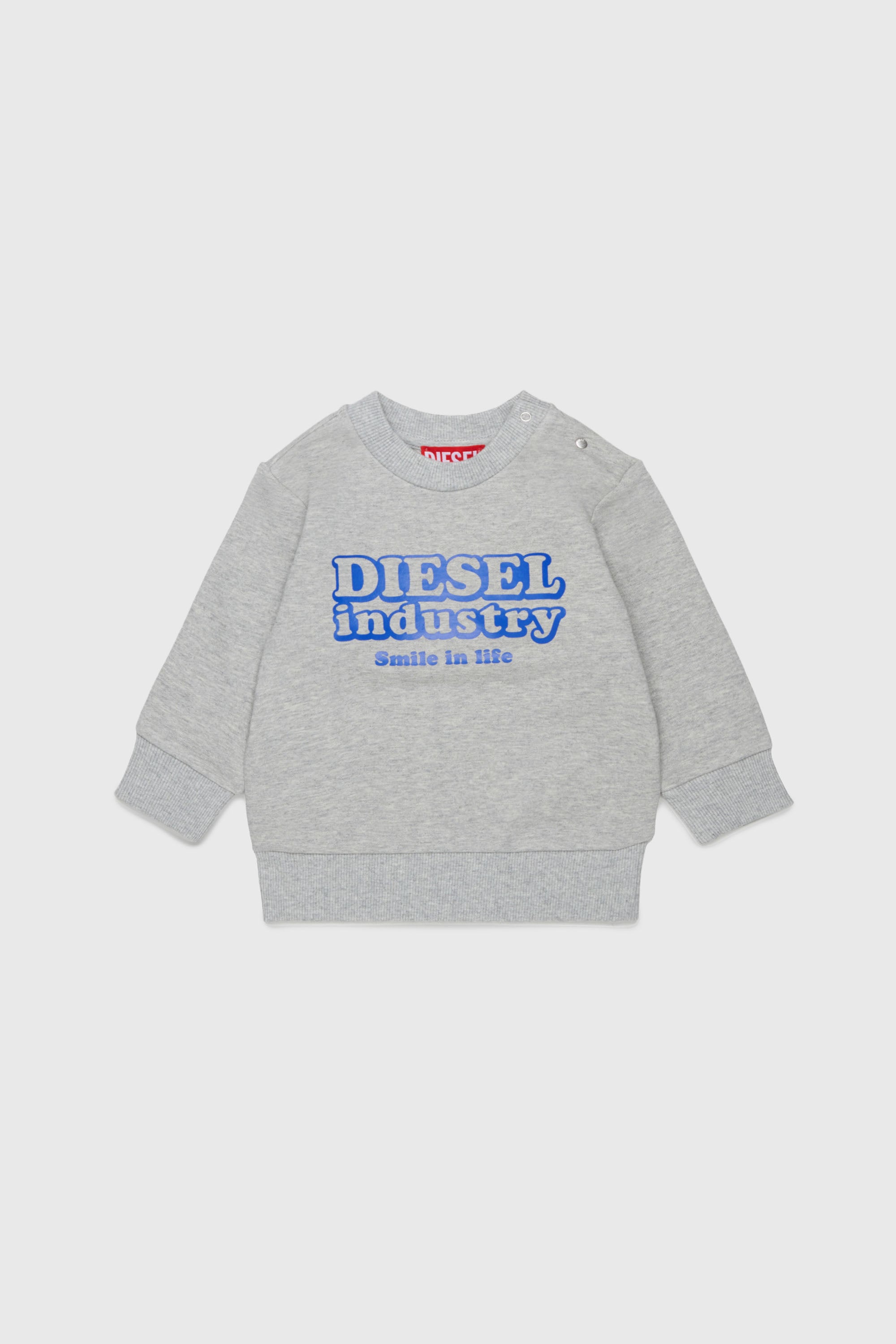 Diesel - SLODIMB, Felpa in cotone con stampa Diesel Industry Uomo in Grigio - 1