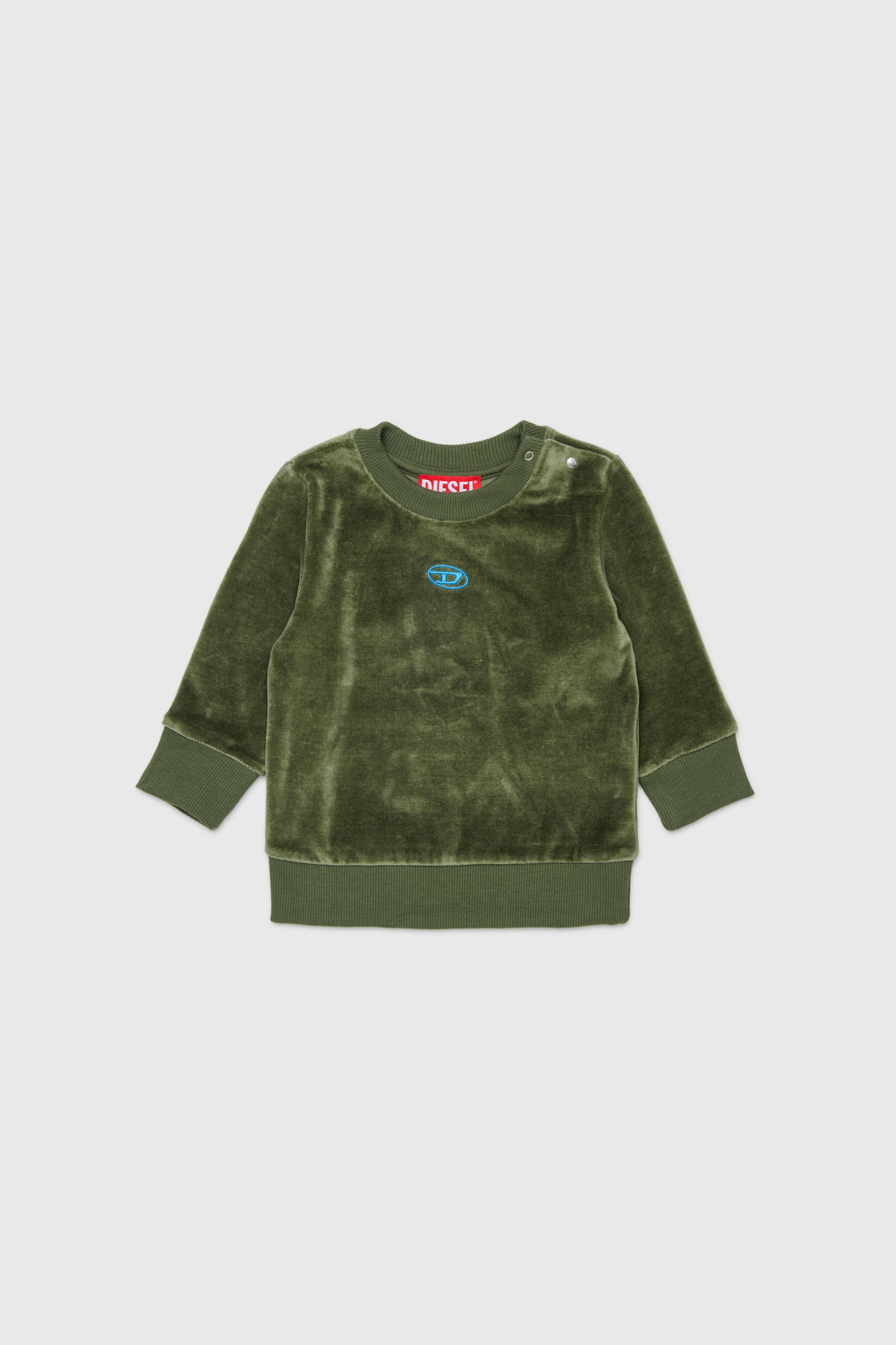 Diesel - SHENIB, Felpa in velluto con ricamo Oval D Uomo in Verde - 1
