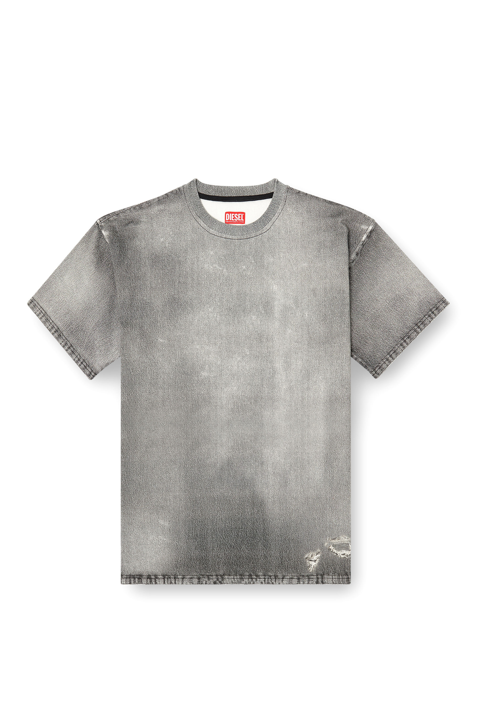 Diesel - D-BOX JOGG, T-shirt in denim con effetto trattato trompe l'oeil Uomo in Grigio - 3