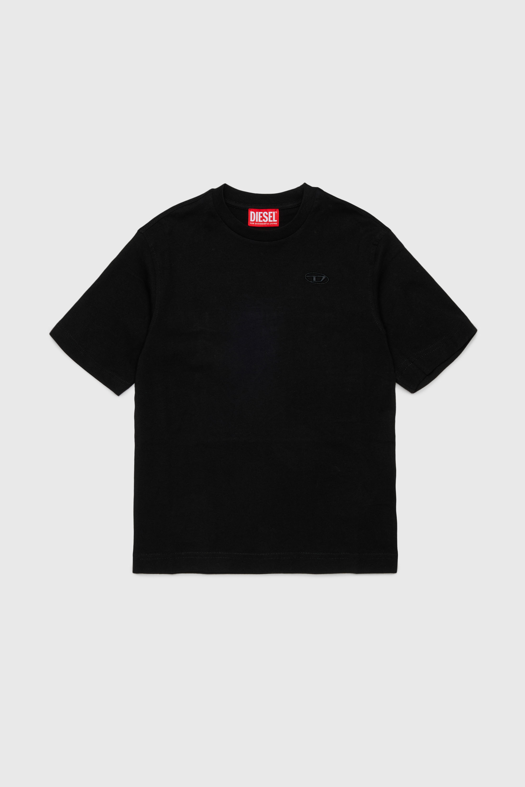 Diesel - TSCRAP OVER, T-shirt con ricamo Oval D e stampa flock Uomo in Nero - 1