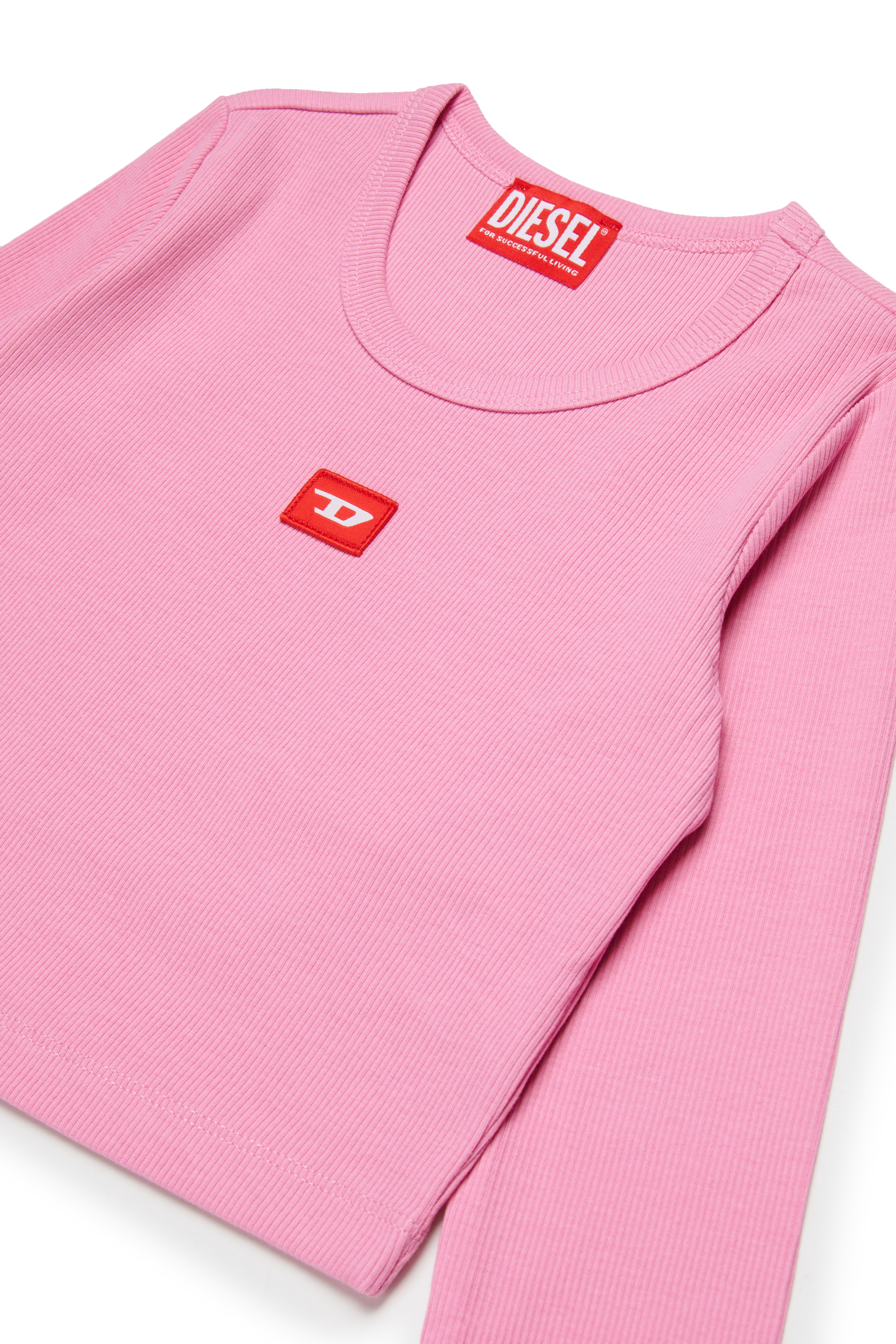 Diesel - TBALLETD, T-shirt in cotone con logo a contrasto Donna in Rosa - 3