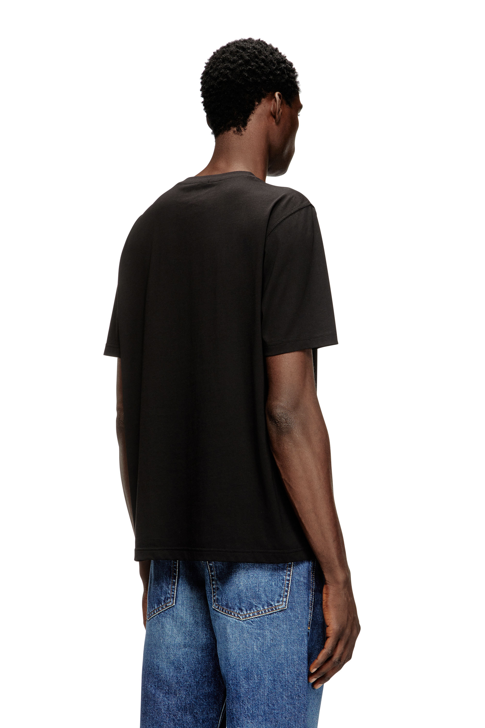 Diesel - T-ADJUST-V6, T-shirt con logo micro in metallo Uomo in Nero - 4