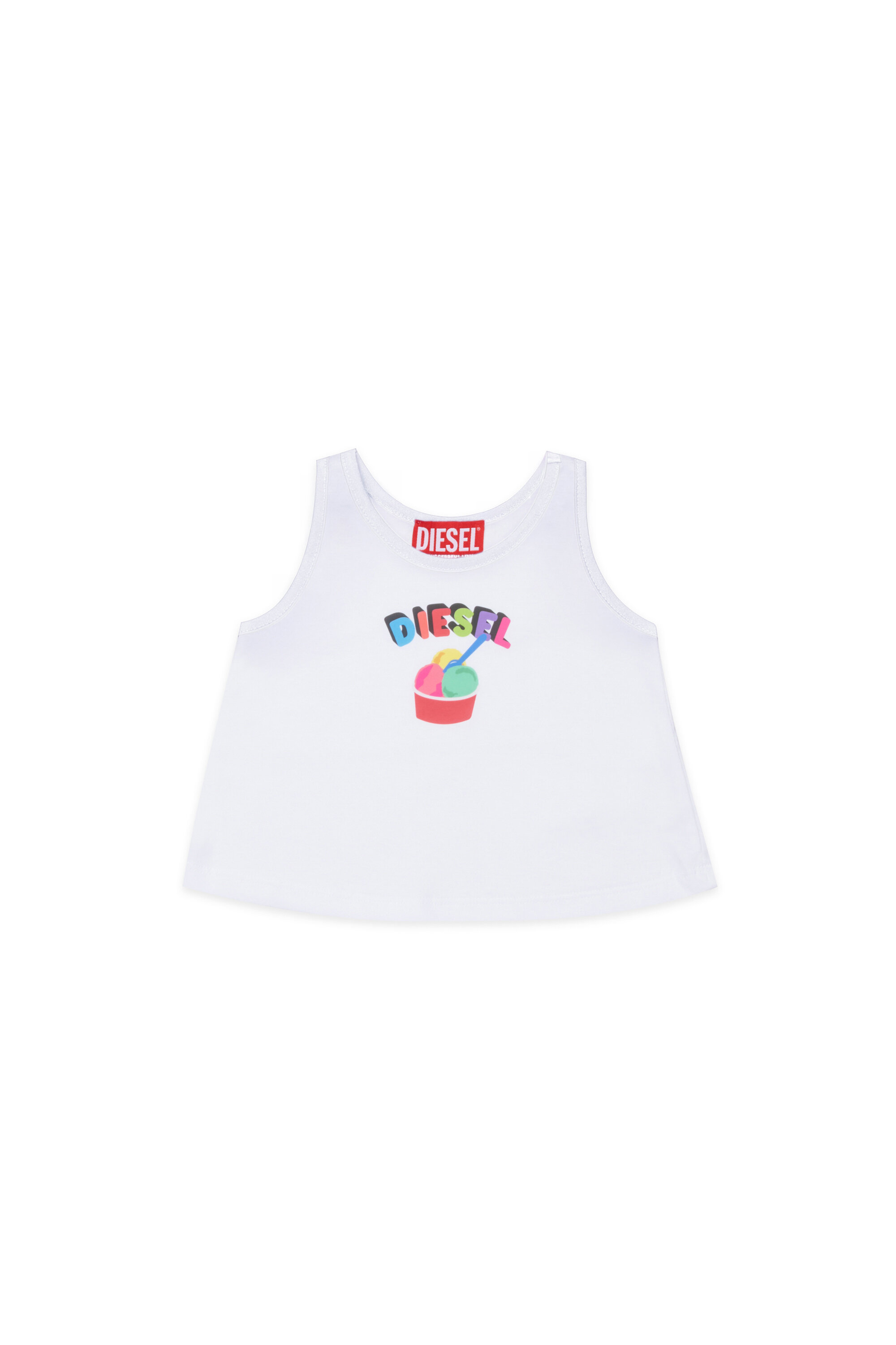 Diesel - MTICEB, Canotta in cotone con stampa gelato Donna in Bianco - 1