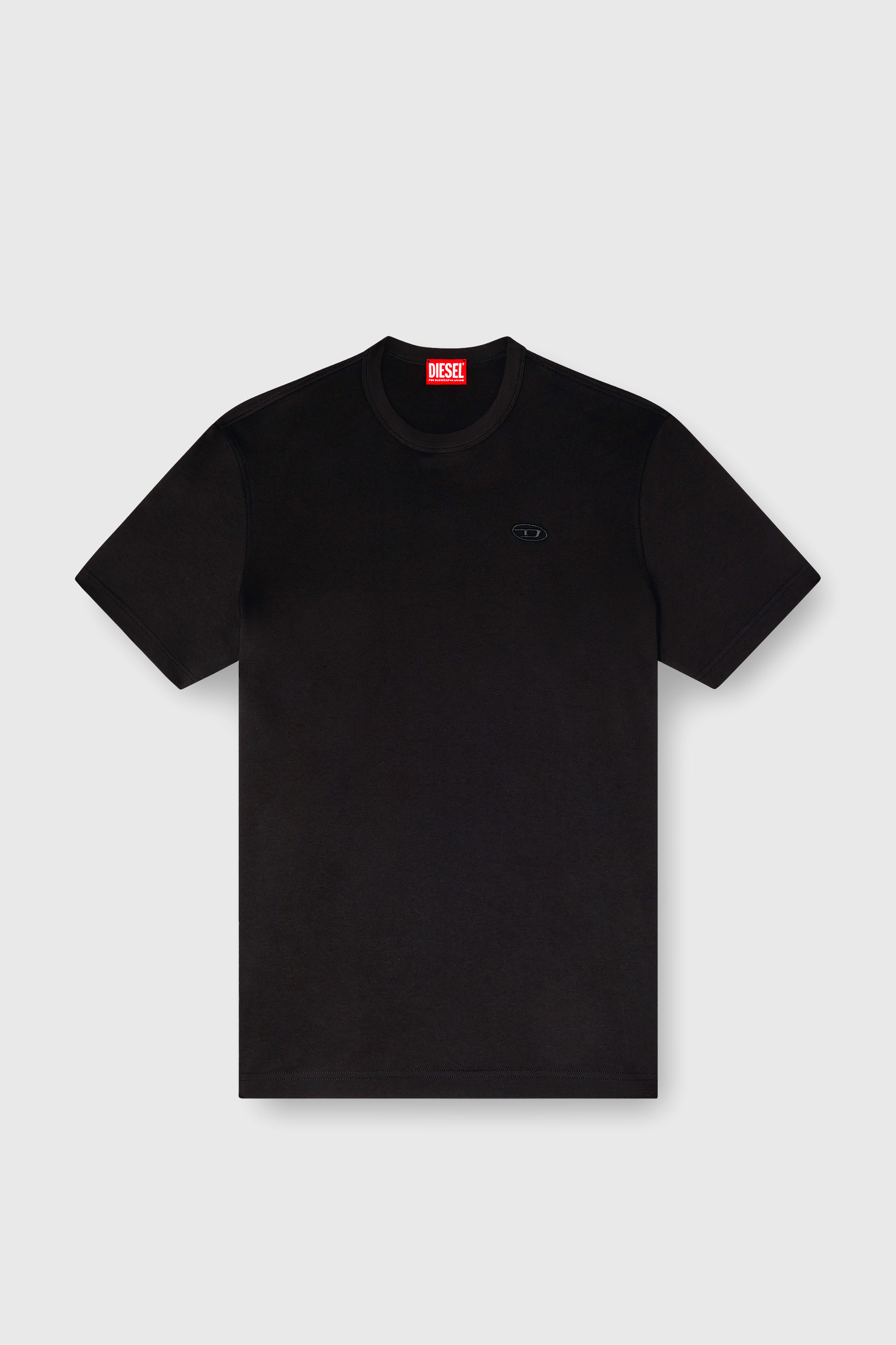 Diesel - T-ADJUST-SLITS-R17, T-shirt con logo ricamato in tono Uomo in Nero - 2