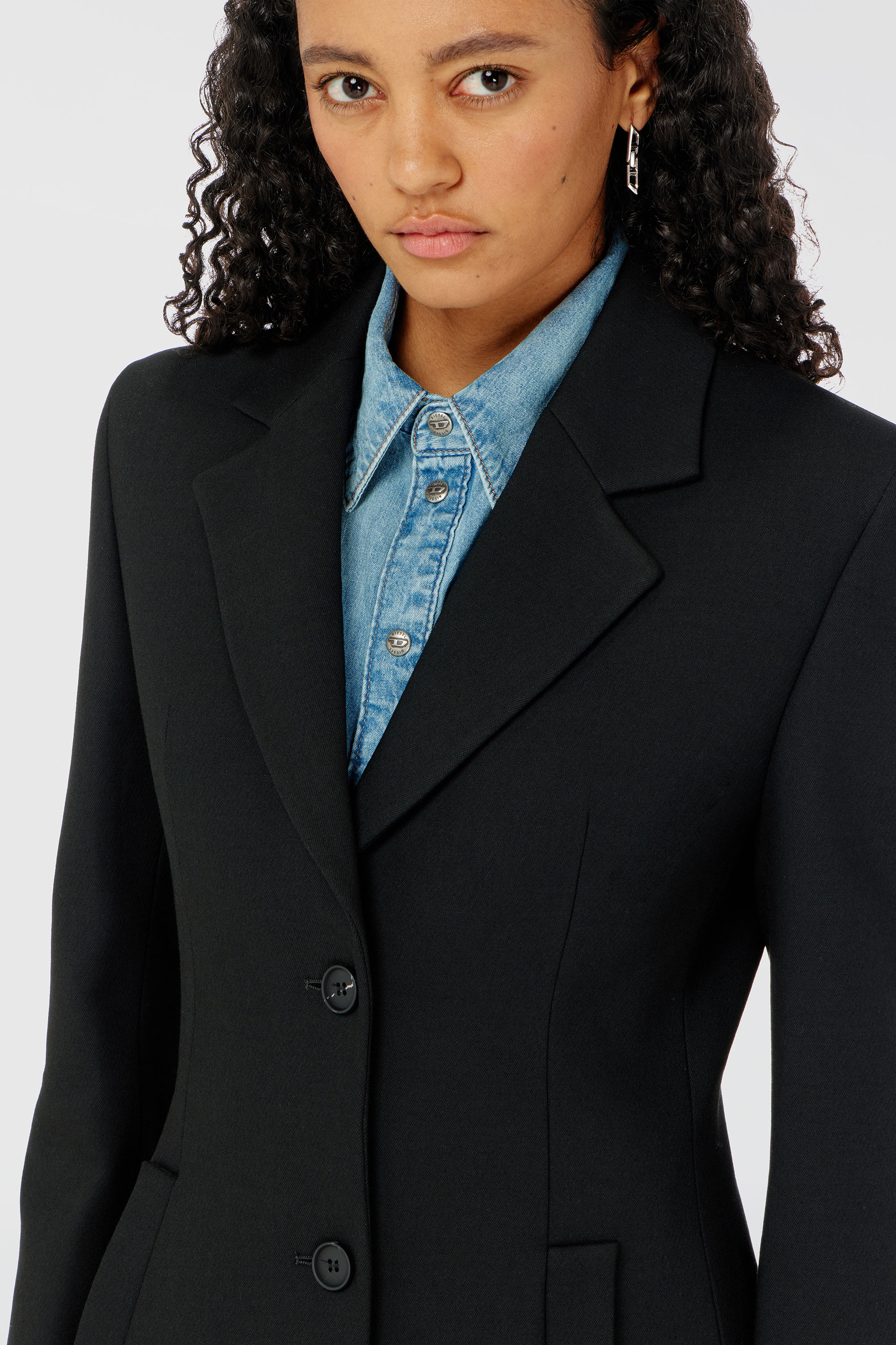 Diesel - G-ALLAN, Cappotto lungo a clessidra Donna in Nero - 5