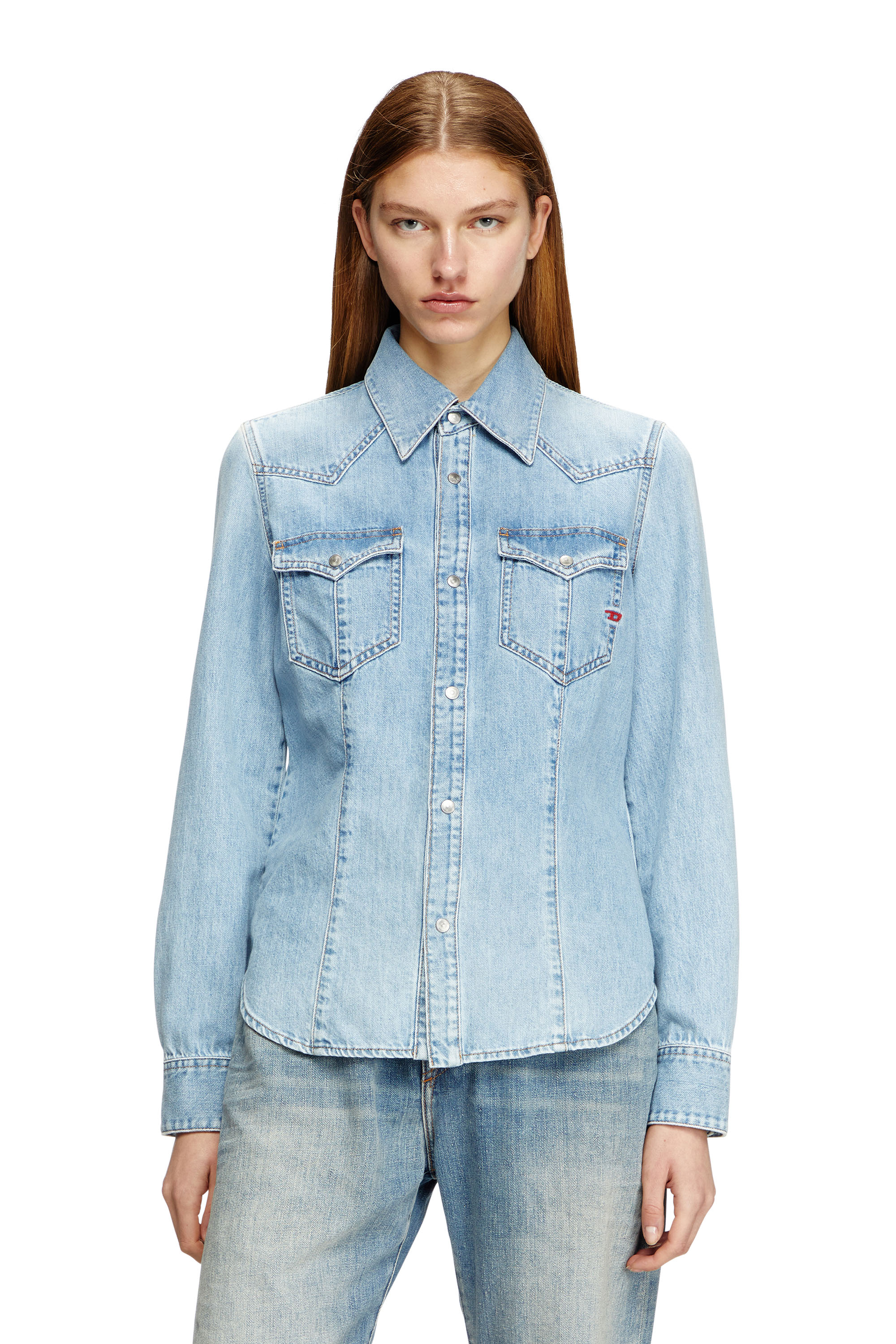 Diesel - DE-WAVES, Camicia Western in denim Donna in Blu - 1