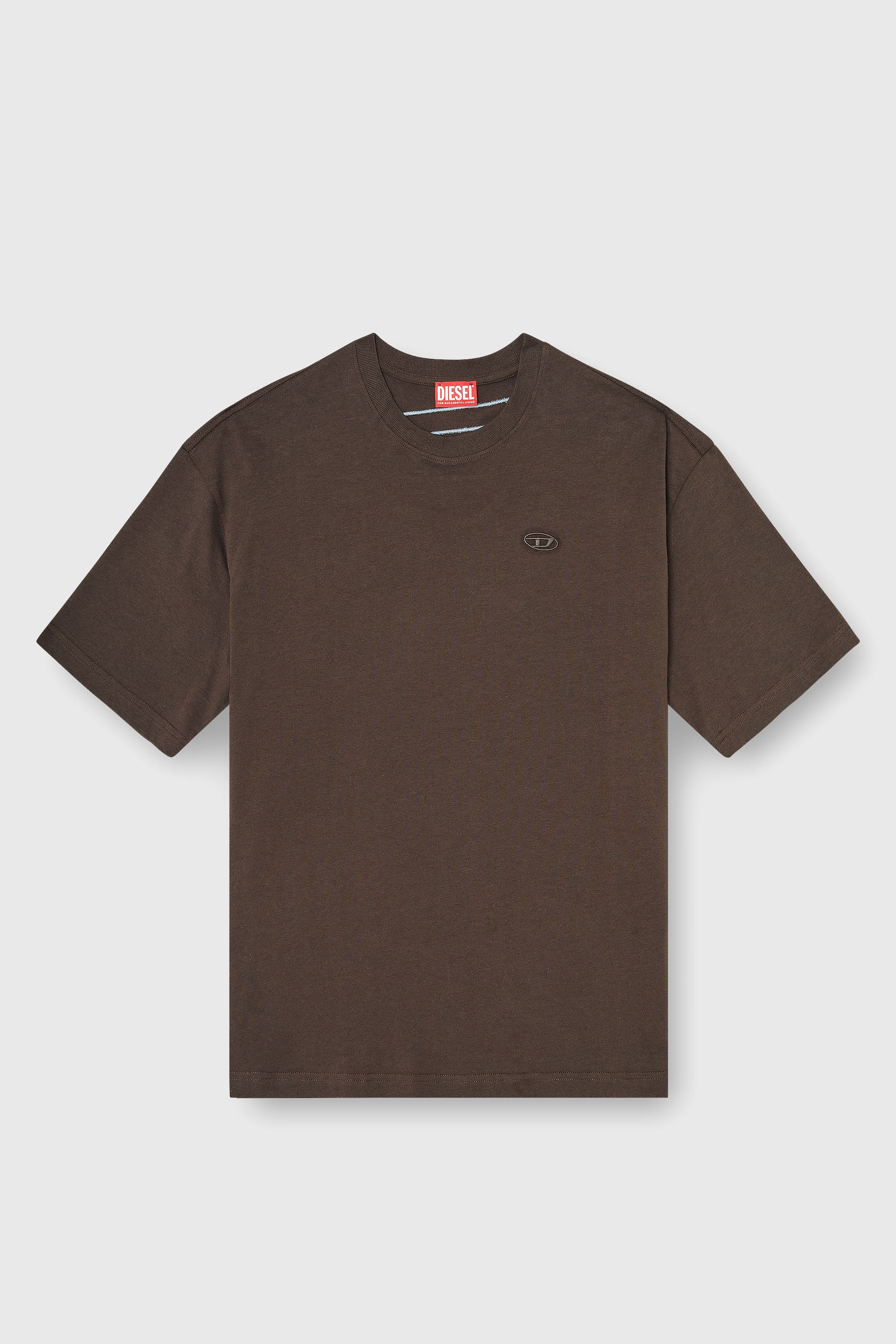 Diesel - T-BOGGY-MEGOVAL-D, T-shirt con maxi-ricamo oval D Uomo in Marrone - 2