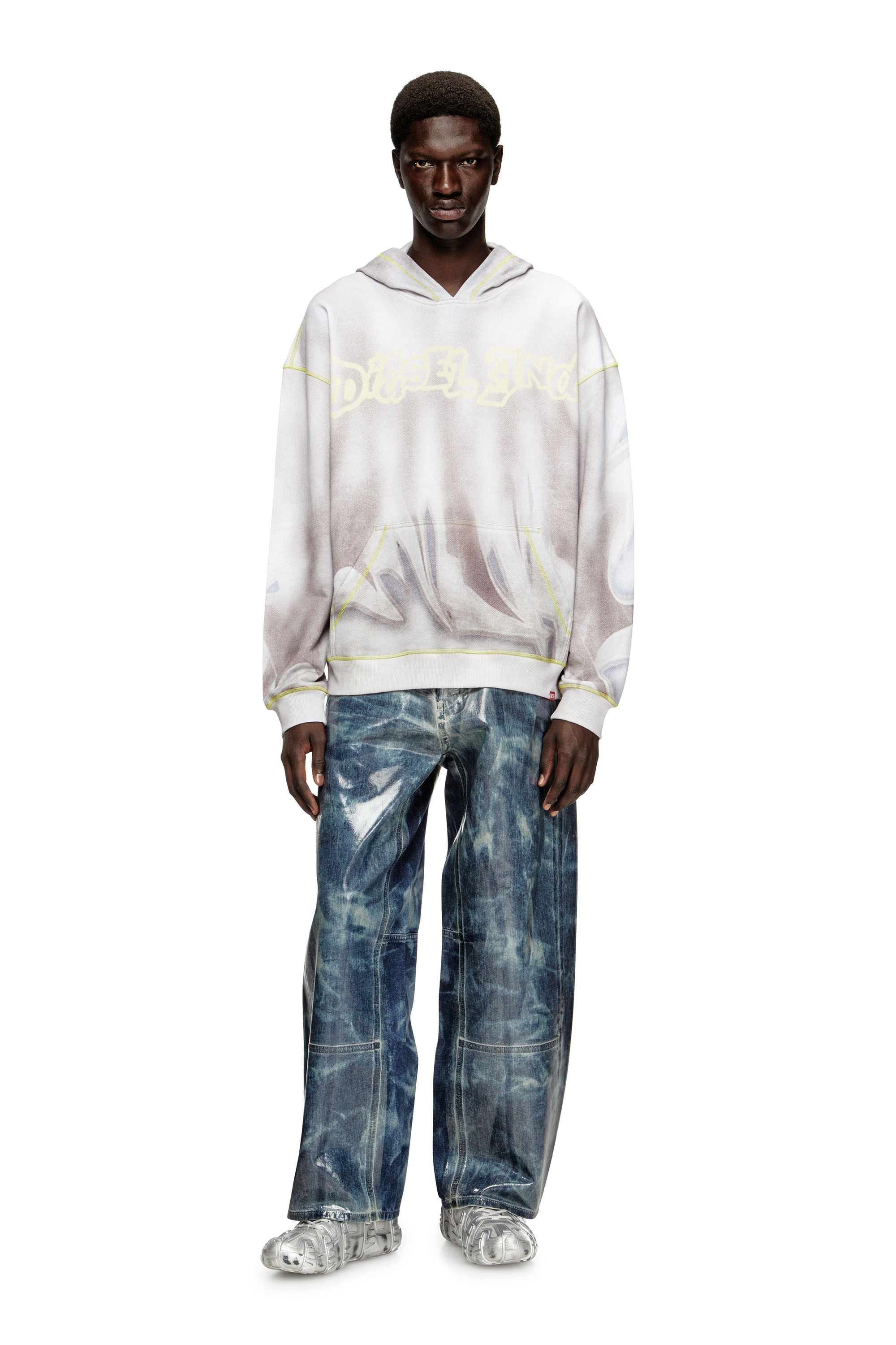 Diesel - S-BOXT-HOOD-SHOW, Hoodie con stampa graffiti Uomo in Grigio - 2
