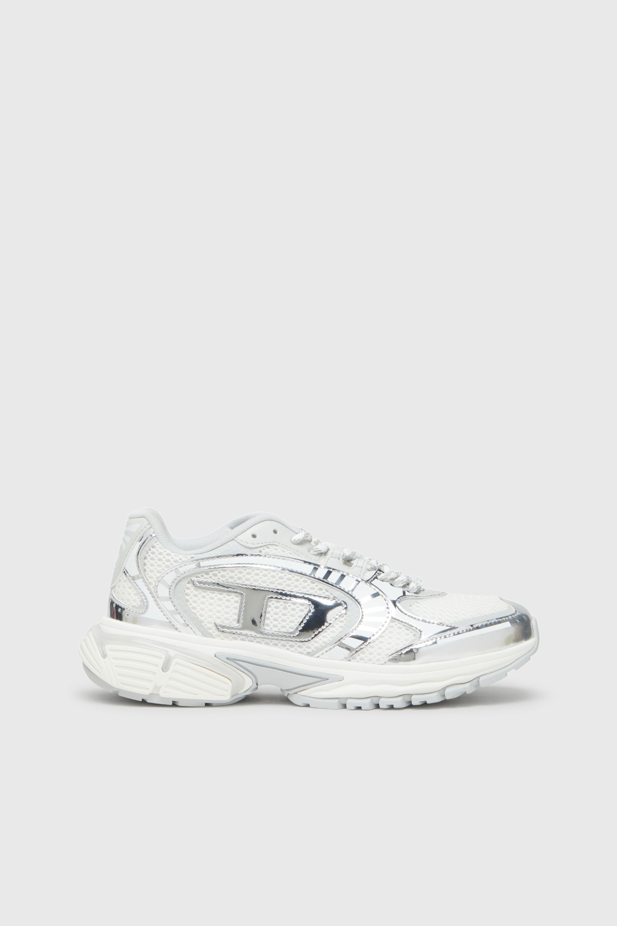 Diesel - S-PRO-V-DENSE LOW W, S-Pro-V-Dense-Sneaker in rete metallizzata con logo Oval D Donna in Bianco - 1