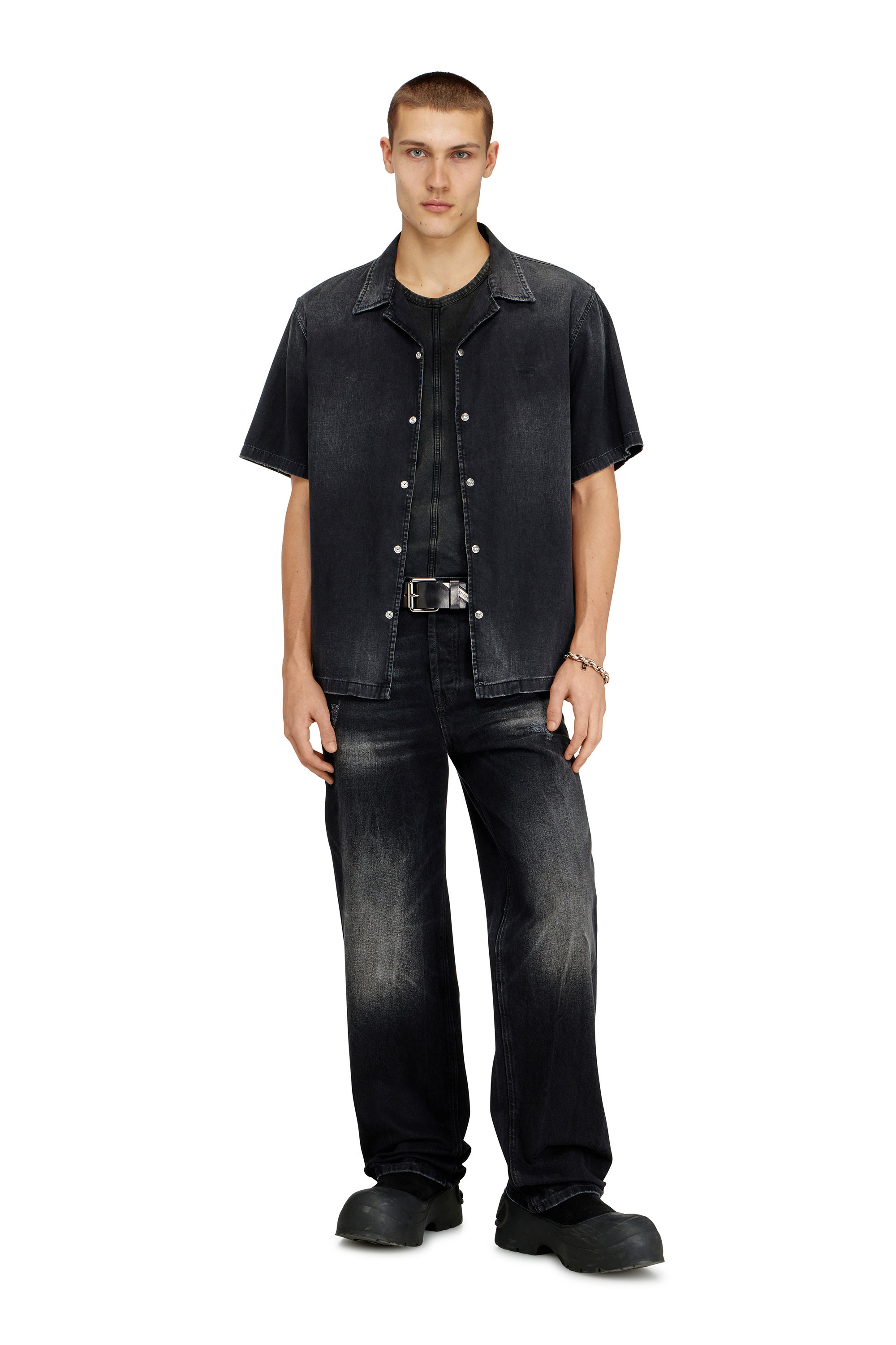 Diesel - D-NABIL-D, Camicia in denim a maniche corte Uomo in Nero - 2