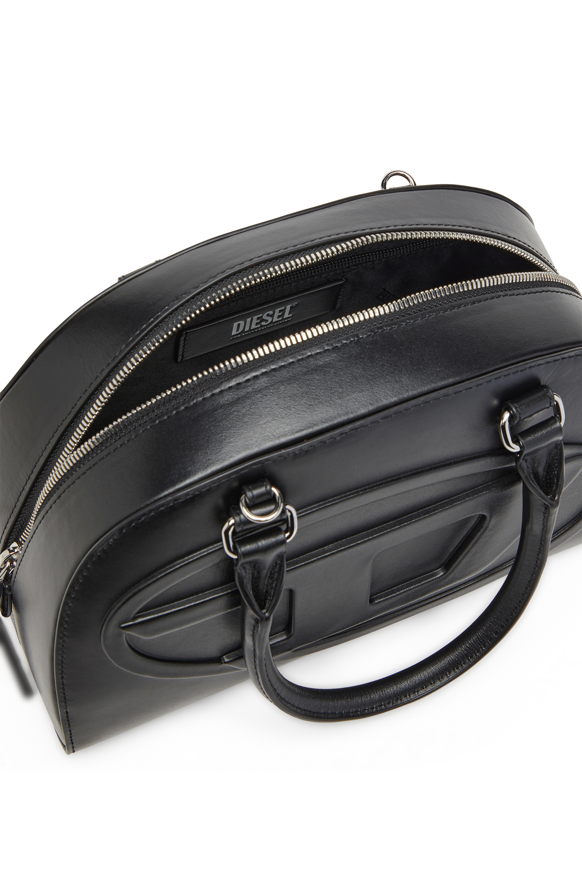 Diesel - 1DR DOME TOP HANDLE, Borsa bowling in pelle Donna in Nero - 4